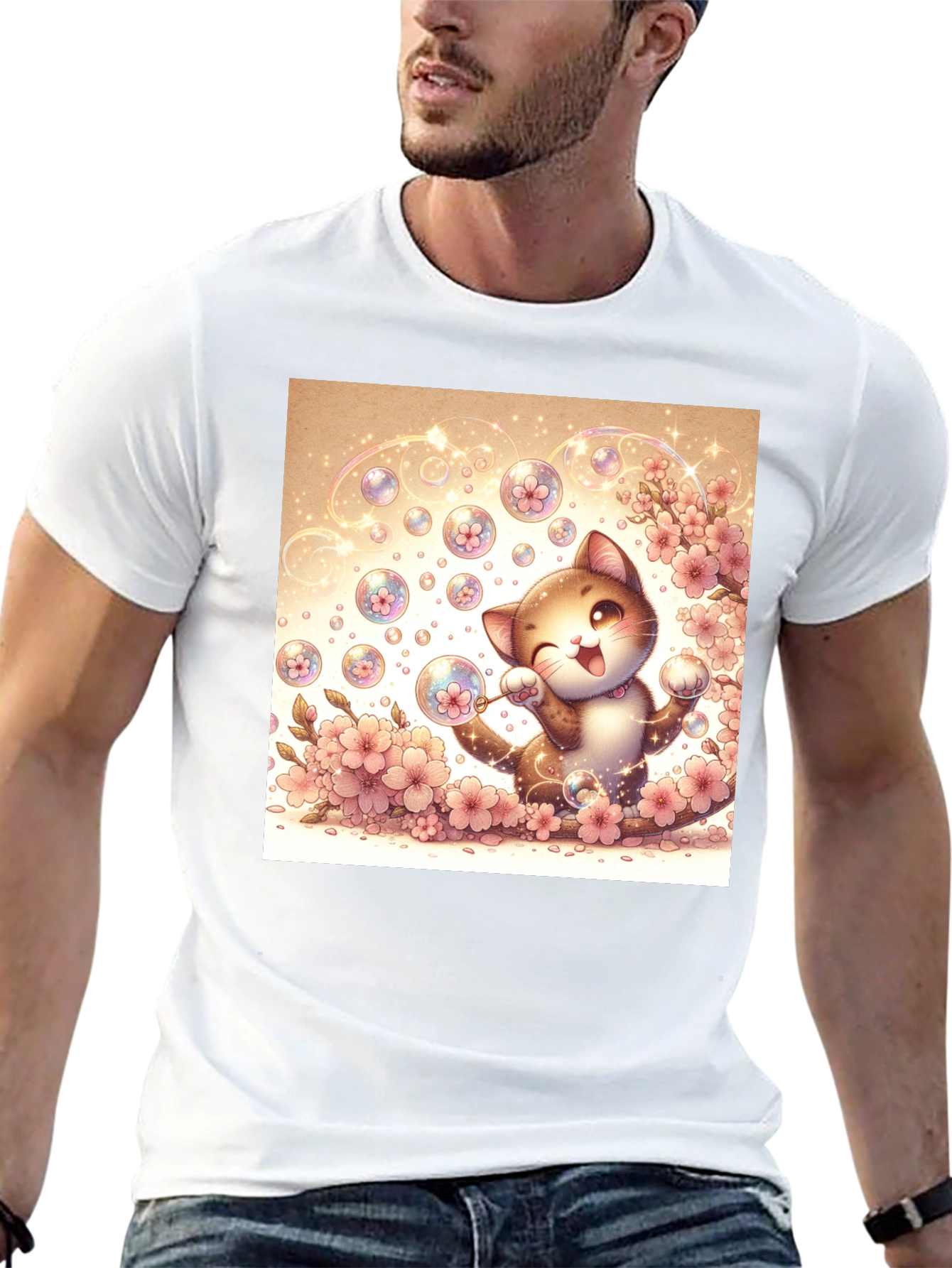 Kawaii Cat Bubble T-Shirt