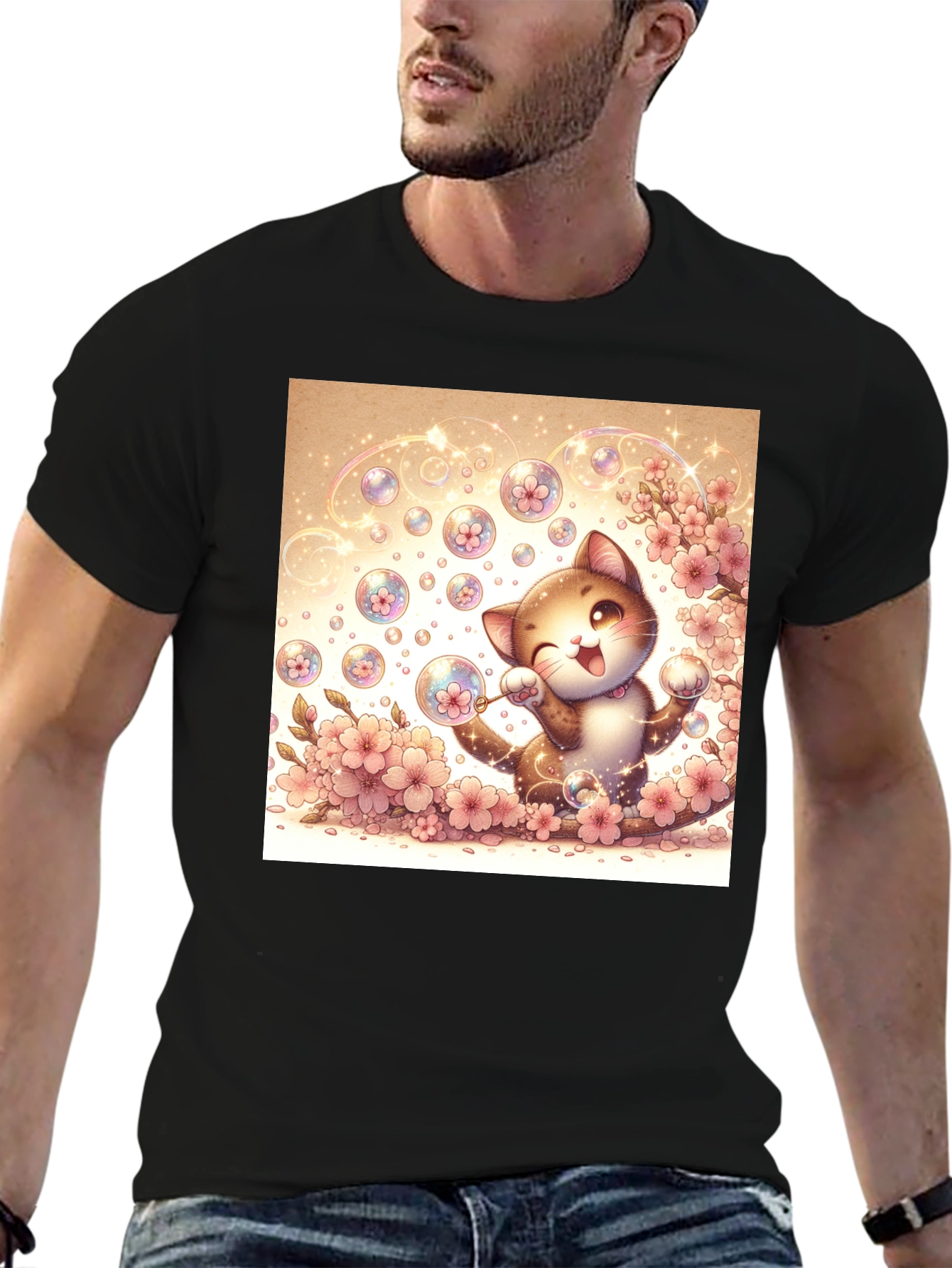 Kawaii Cat Bubble T-Shirt