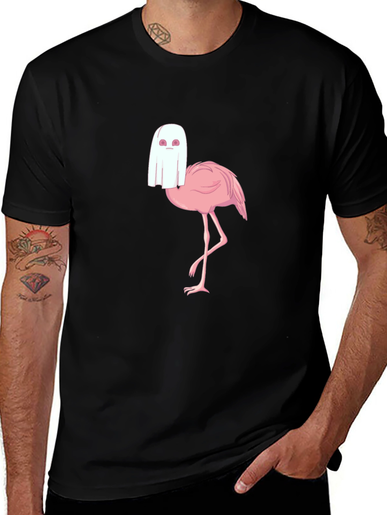 Ghost Flamingo T-Shirt - Spooky Season Style