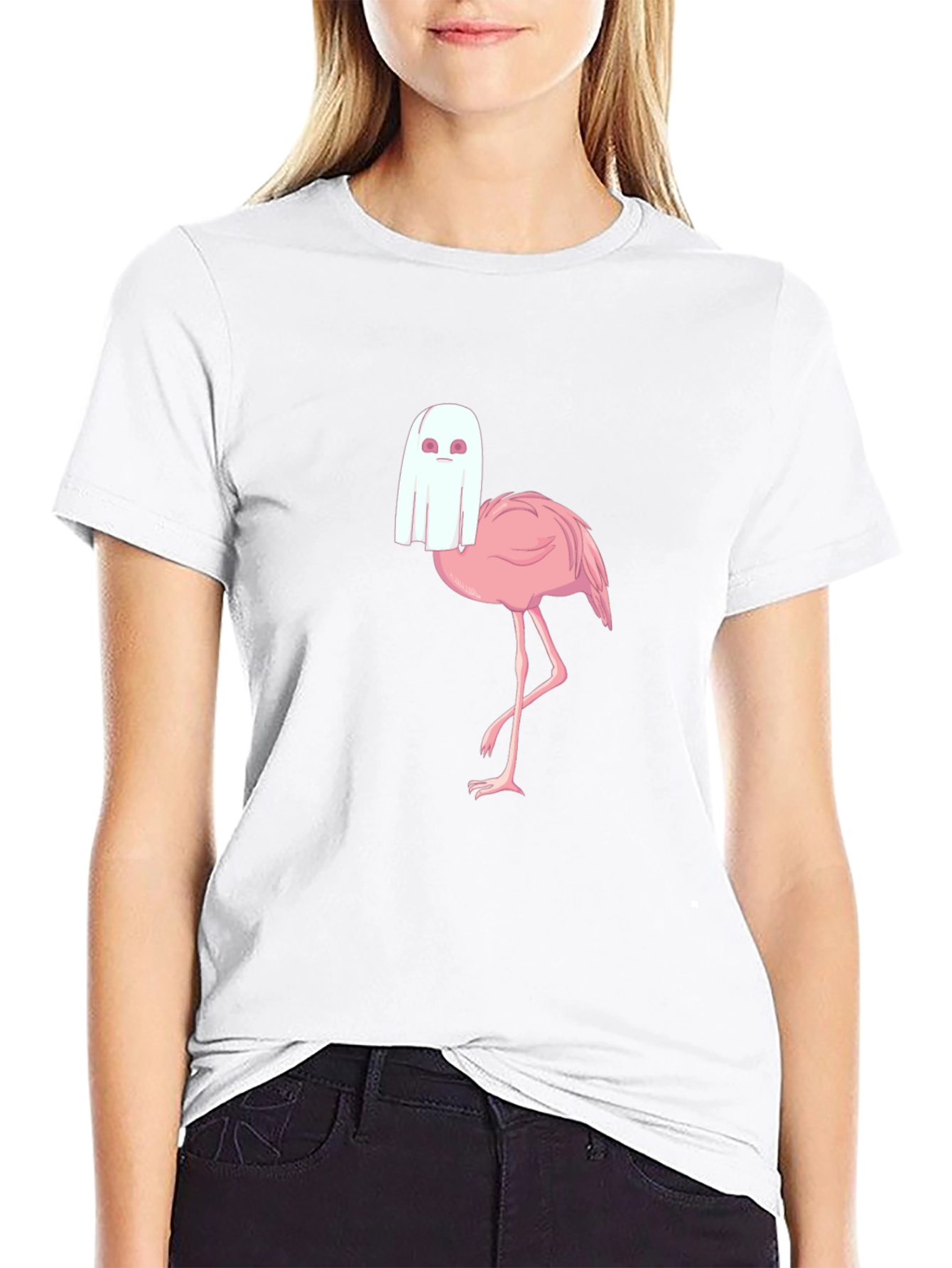 Ghost Flamingo T-Shirt - Spooky Season Style