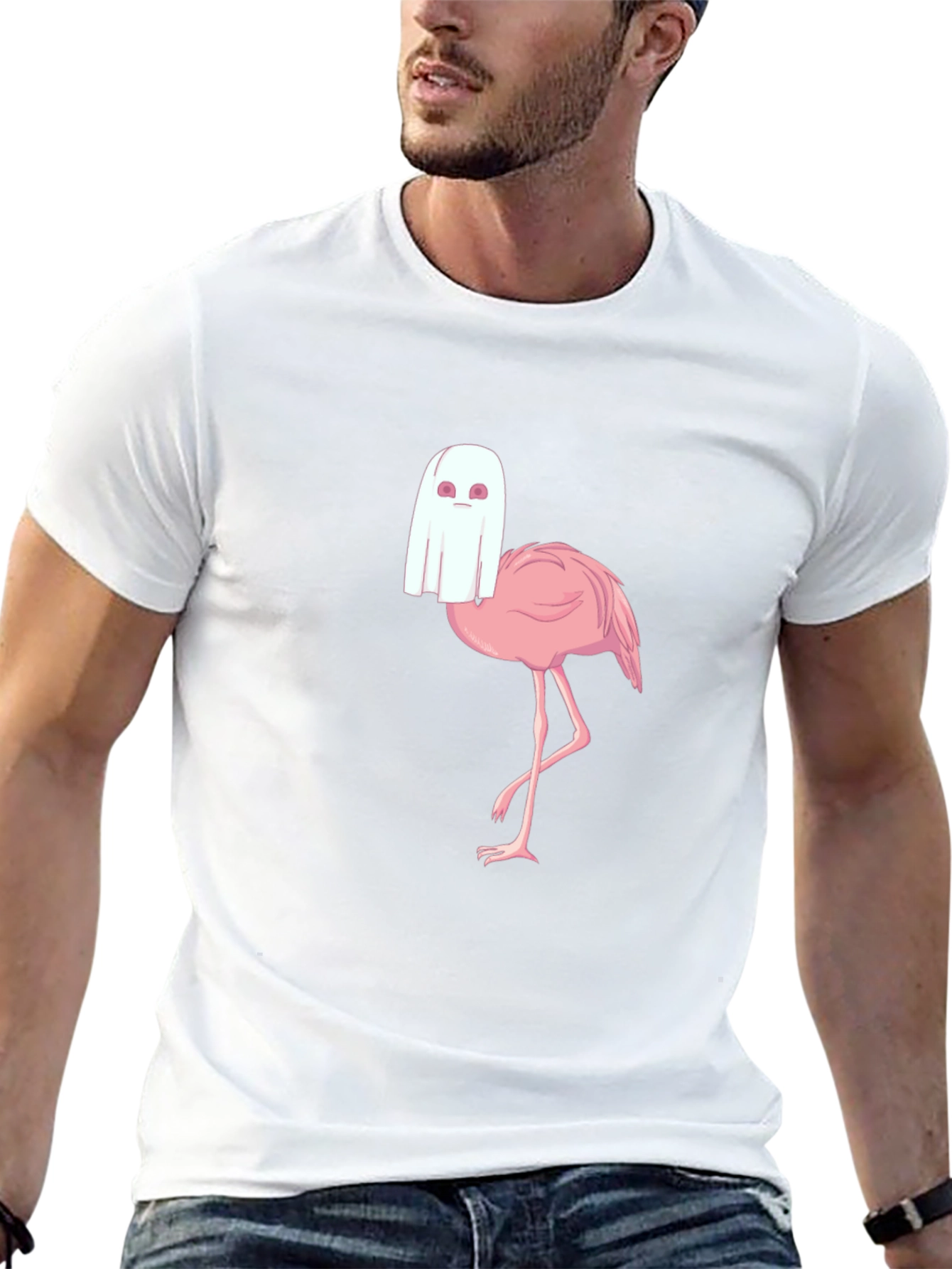 Ghost Flamingo T-Shirt - Spooky Season Style