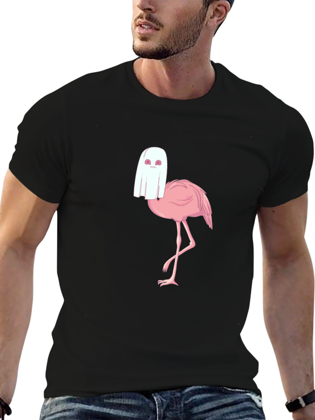 Ghost Flamingo T-Shirt - Spooky Season Style