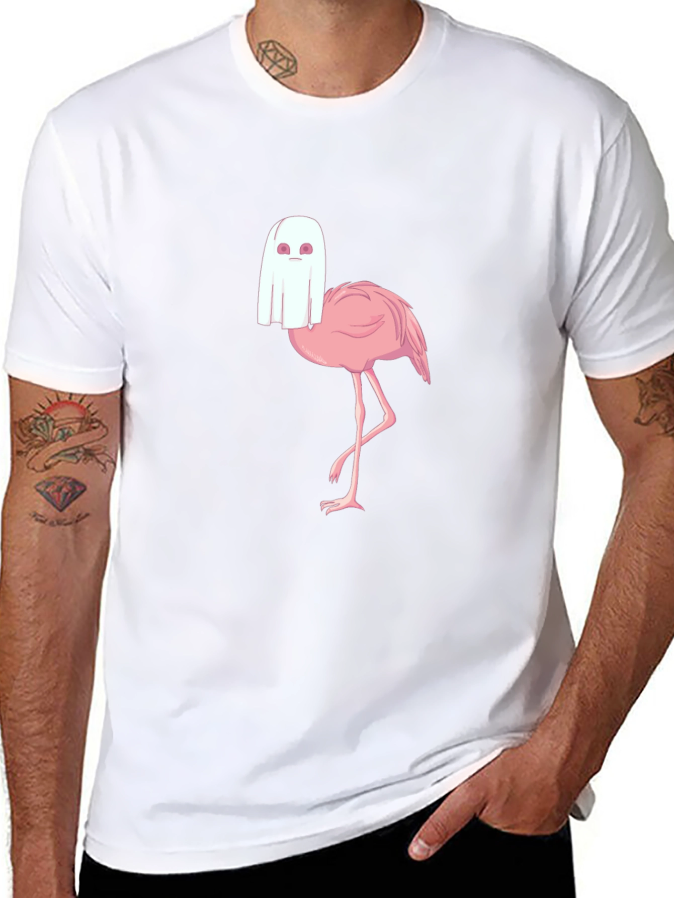 Ghost Flamingo T-Shirt - Spooky Season Style