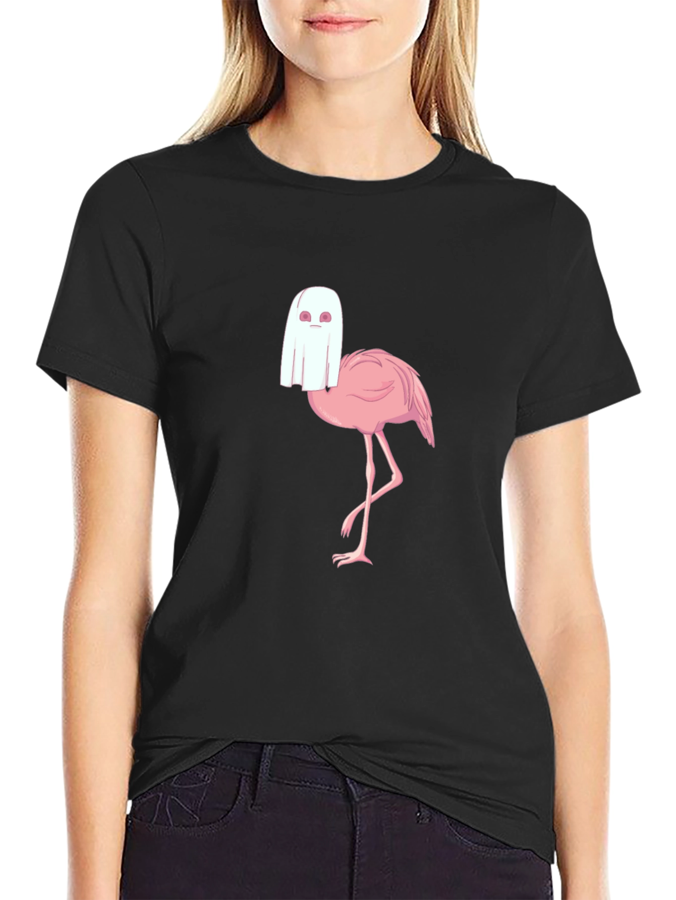 Ghost Flamingo T-Shirt - Spooky Season Style