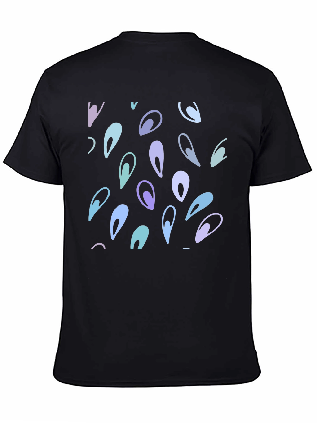 Abstract Teardrop Pattern Black T-Shirt