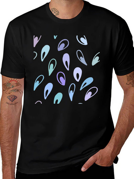 Abstract Teardrop Pattern Black T-Shirt