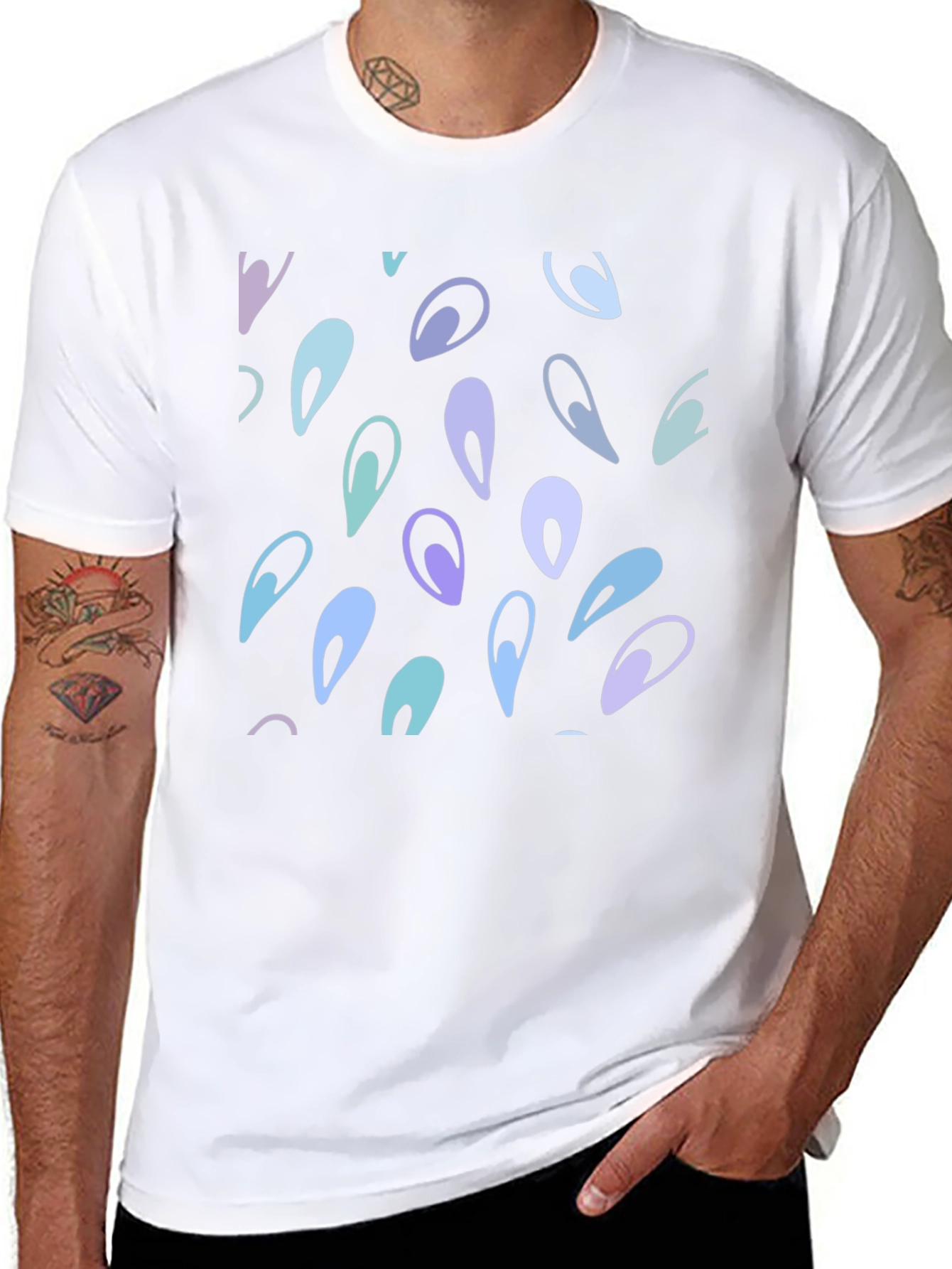 Abstract Teardrop Pattern Black T-Shirt