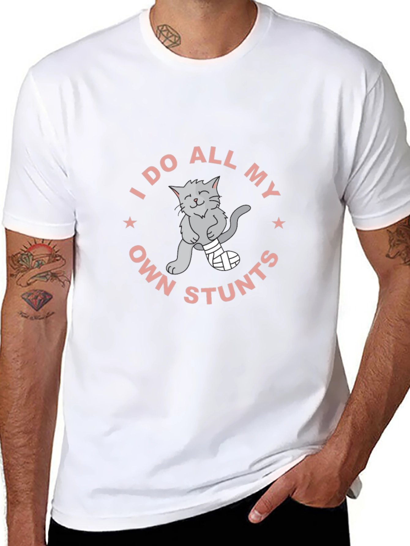 I Do All My Own Stunts Cat T-Shirt