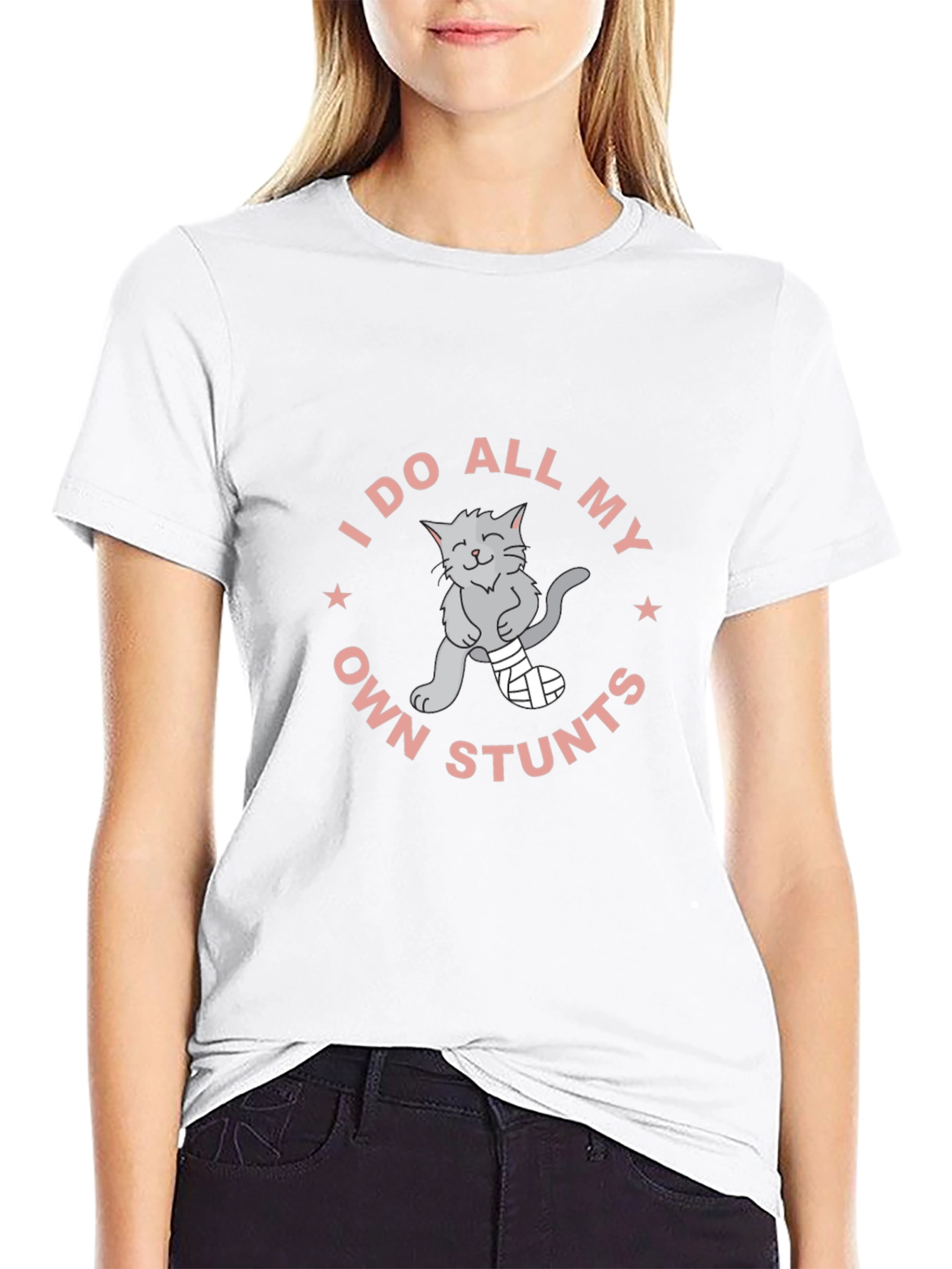I Do All My Own Stunts Cat T-Shirt