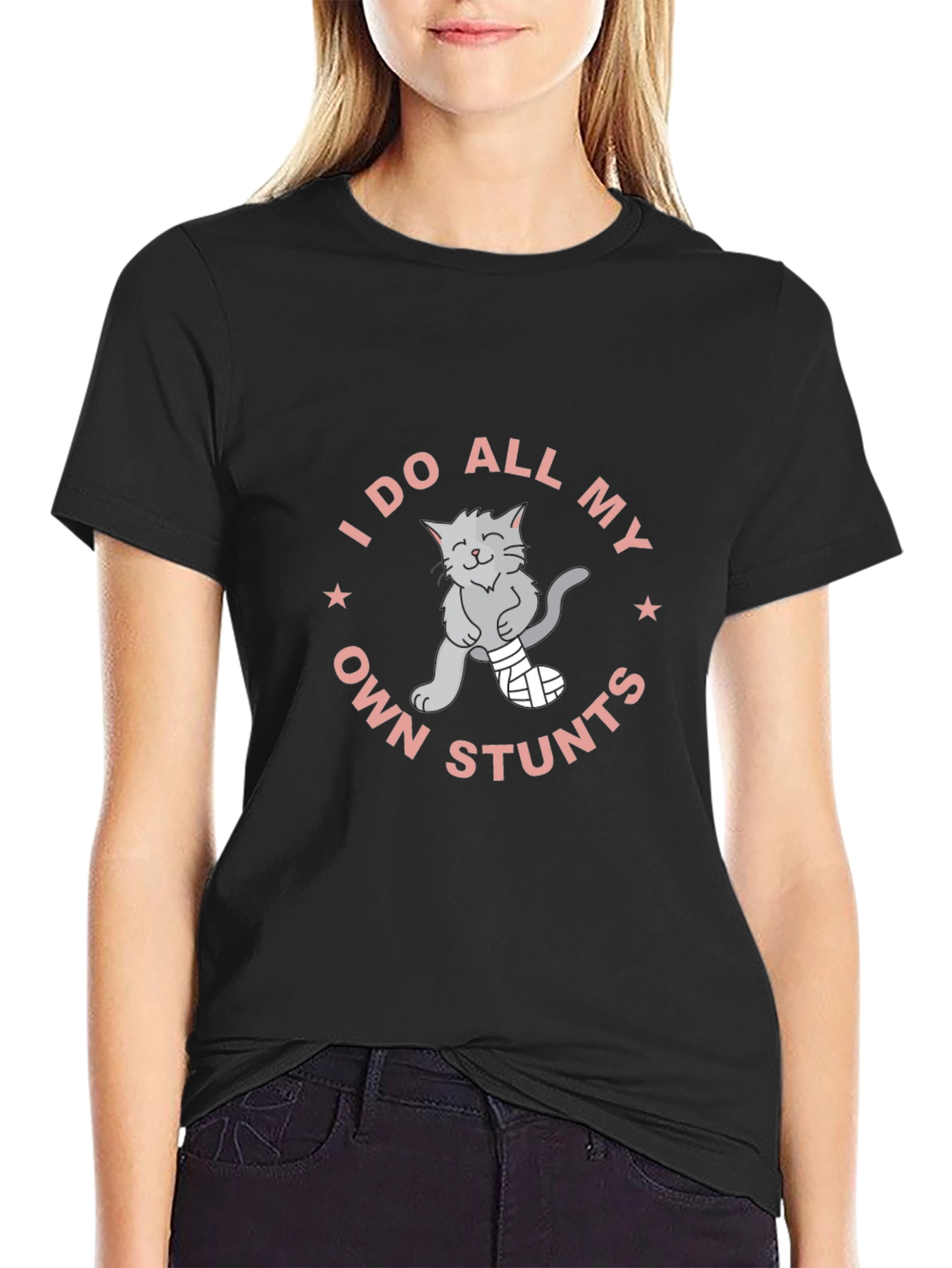 I Do All My Own Stunts Cat T-Shirt