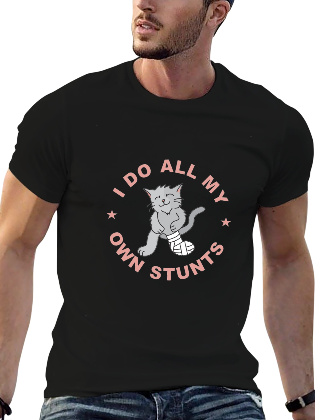 I Do All My Own Stunts Cat T-Shirt