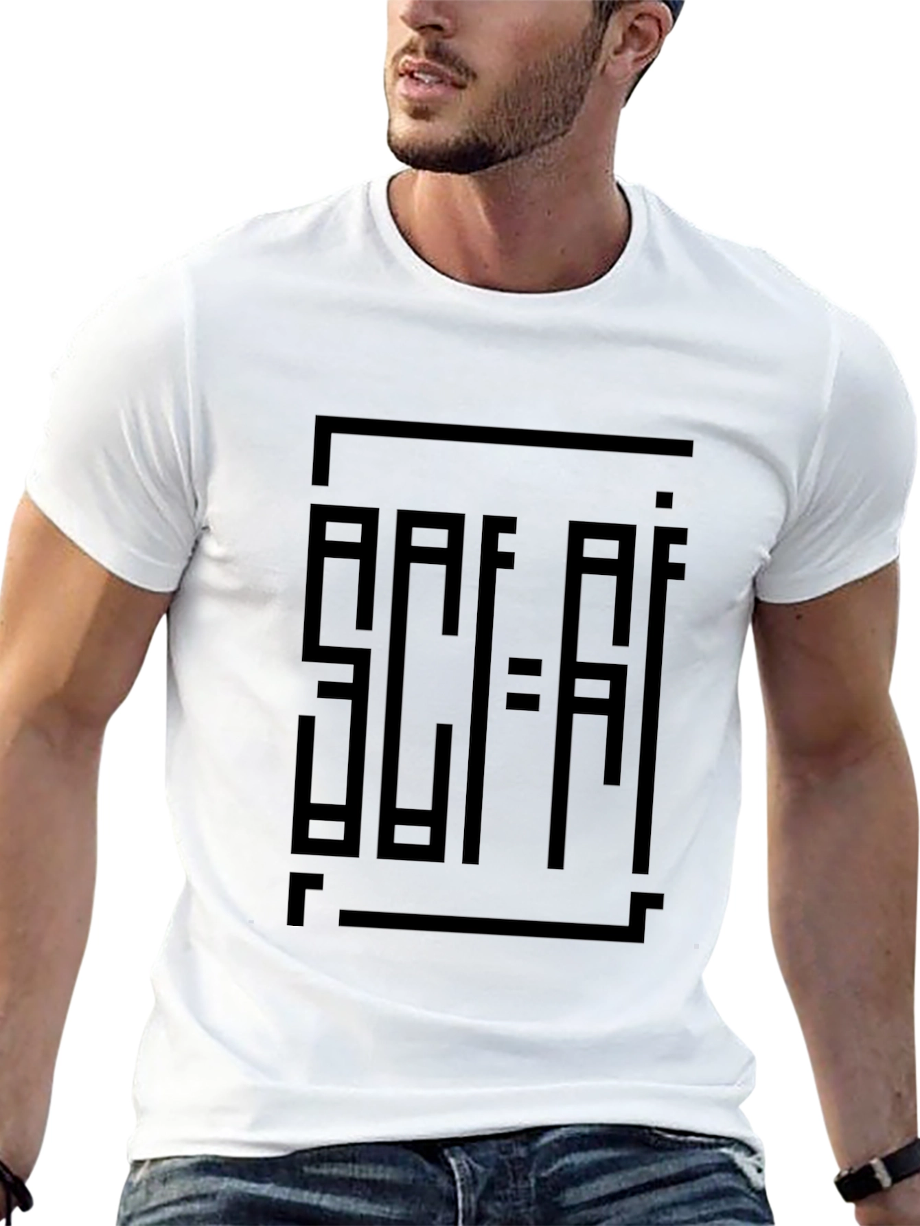 Abstract Sci-Fi Graphic Black T-Shirt