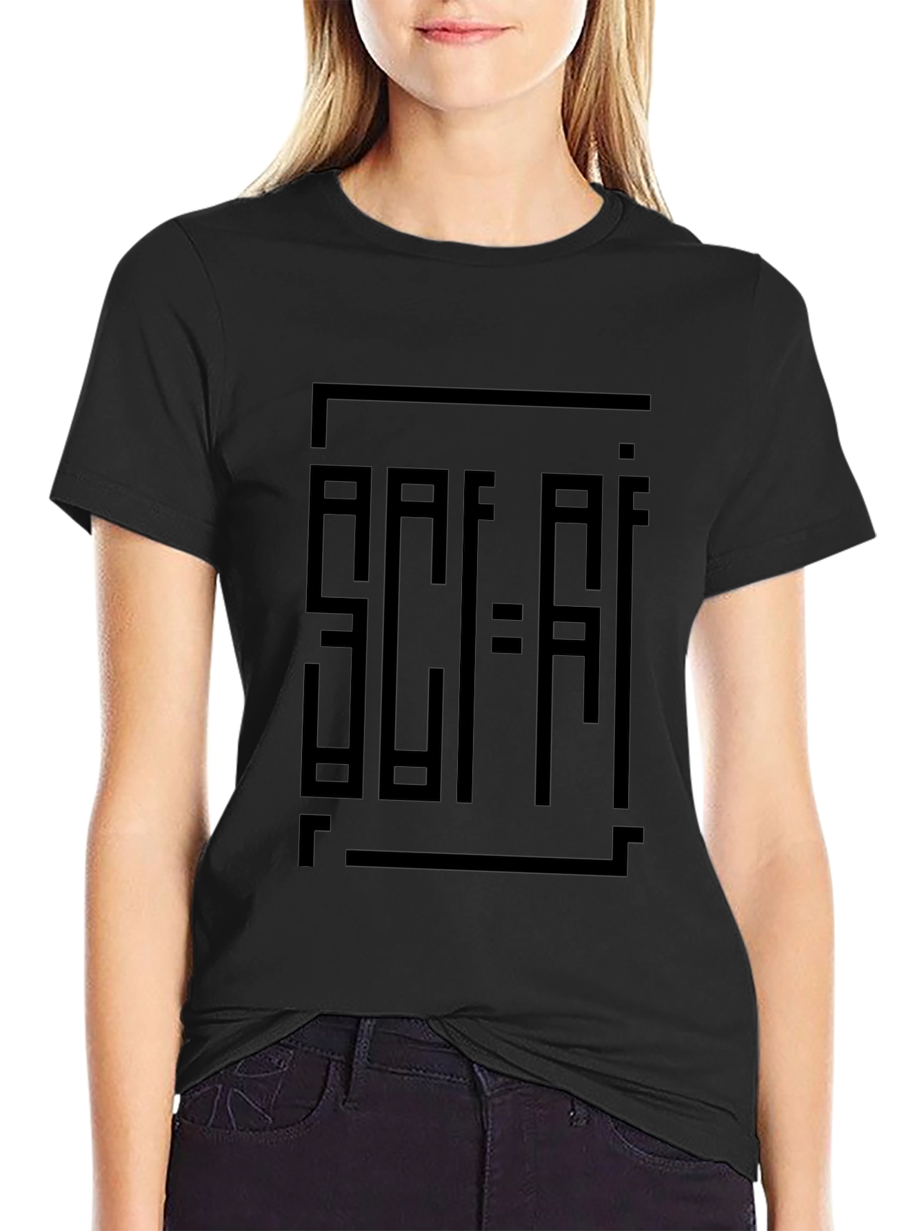 Abstract Sci-Fi Graphic Black T-Shirt