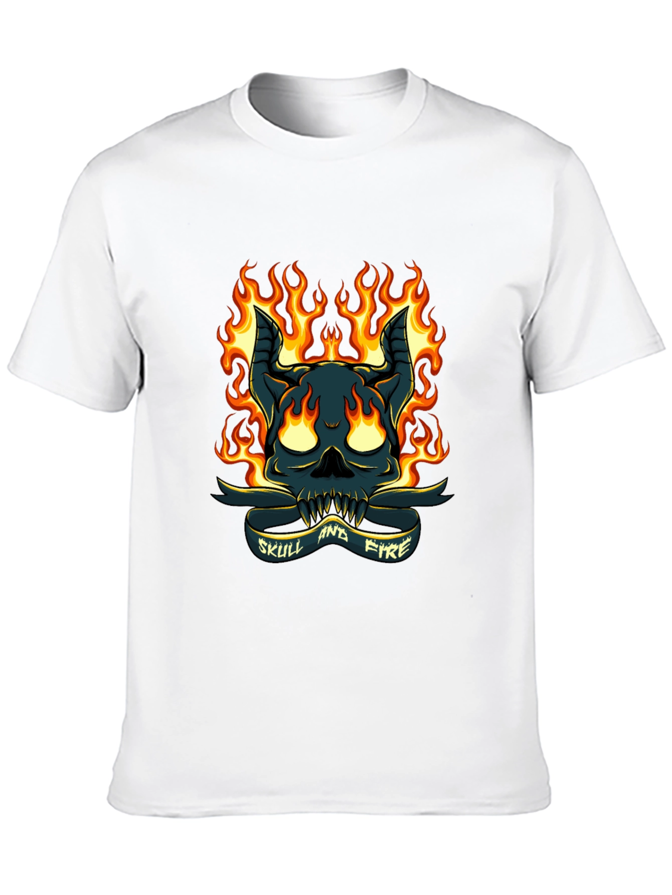 Skull and Fire Graphic T-Shirt - Mens Black Tee