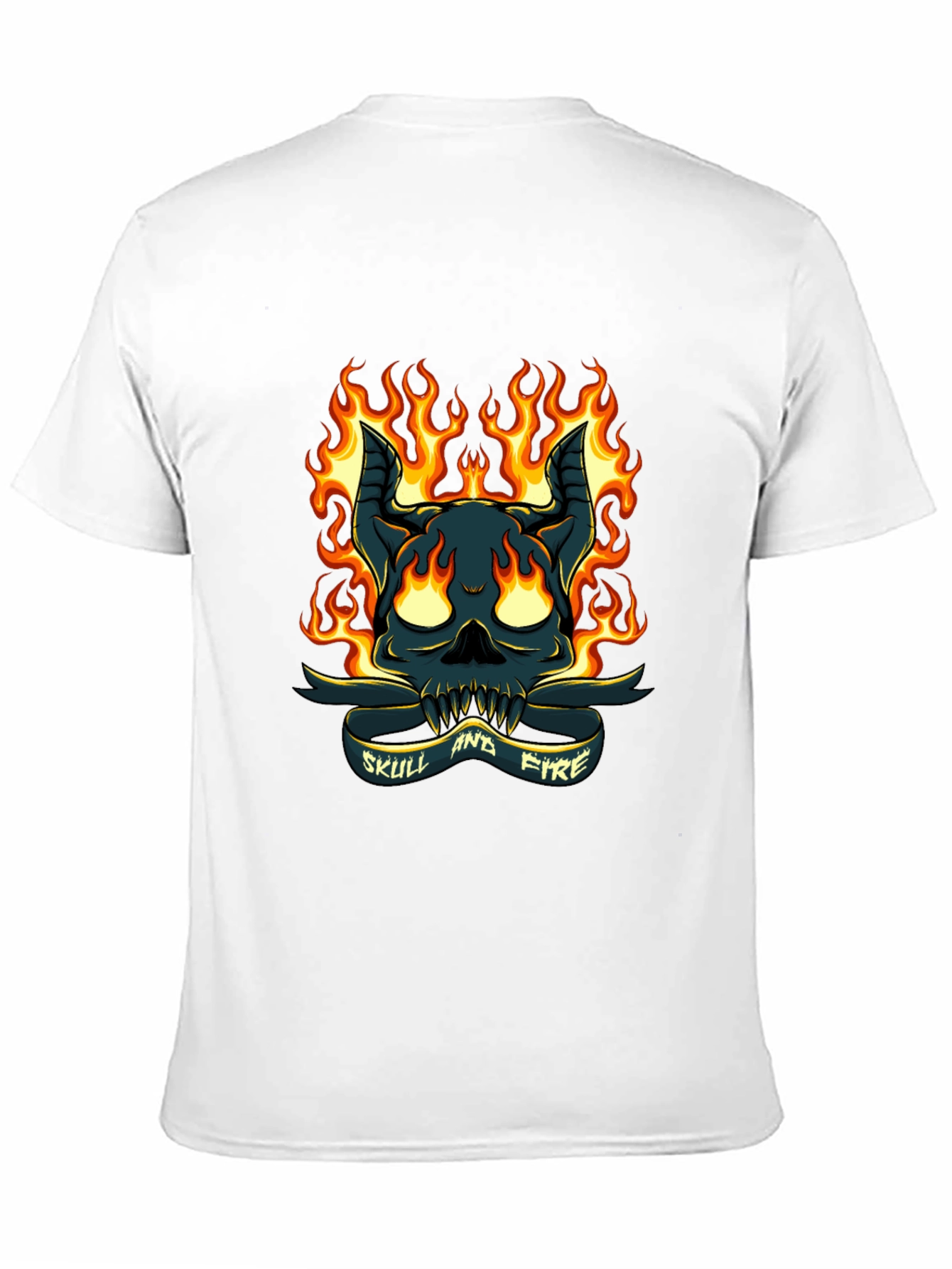 Skull and Fire Graphic T-Shirt - Mens Black Tee