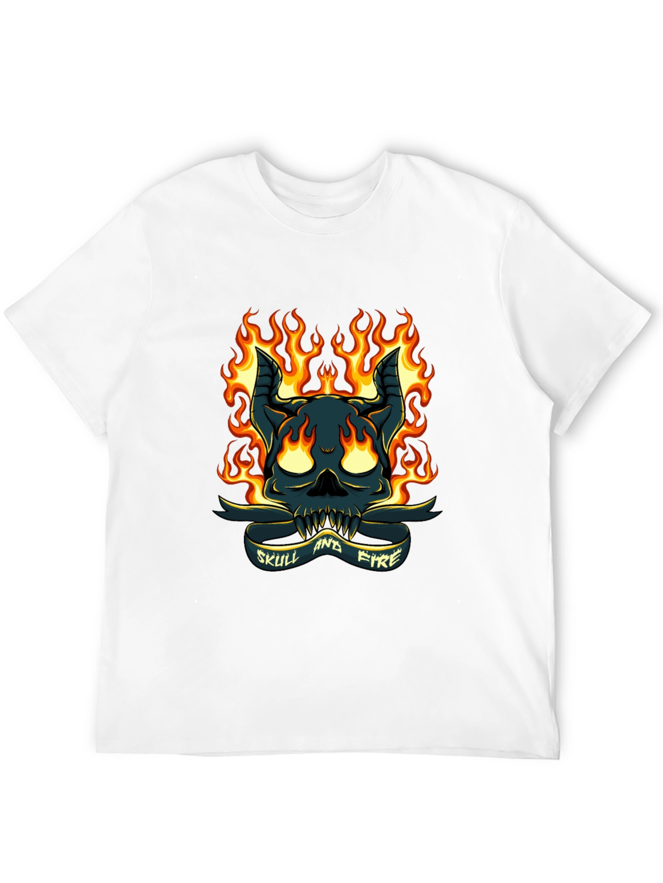 Skull and Fire Graphic T-Shirt - Mens Black Tee