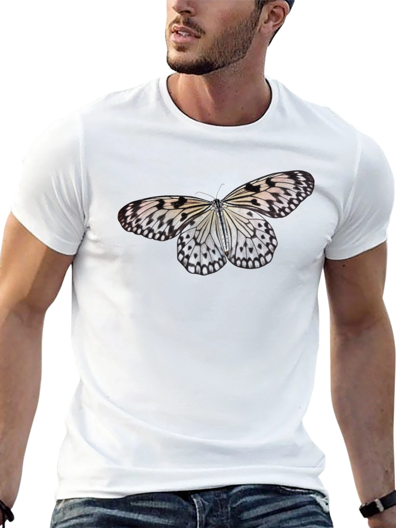 Butterfly Print Black T-Shirt