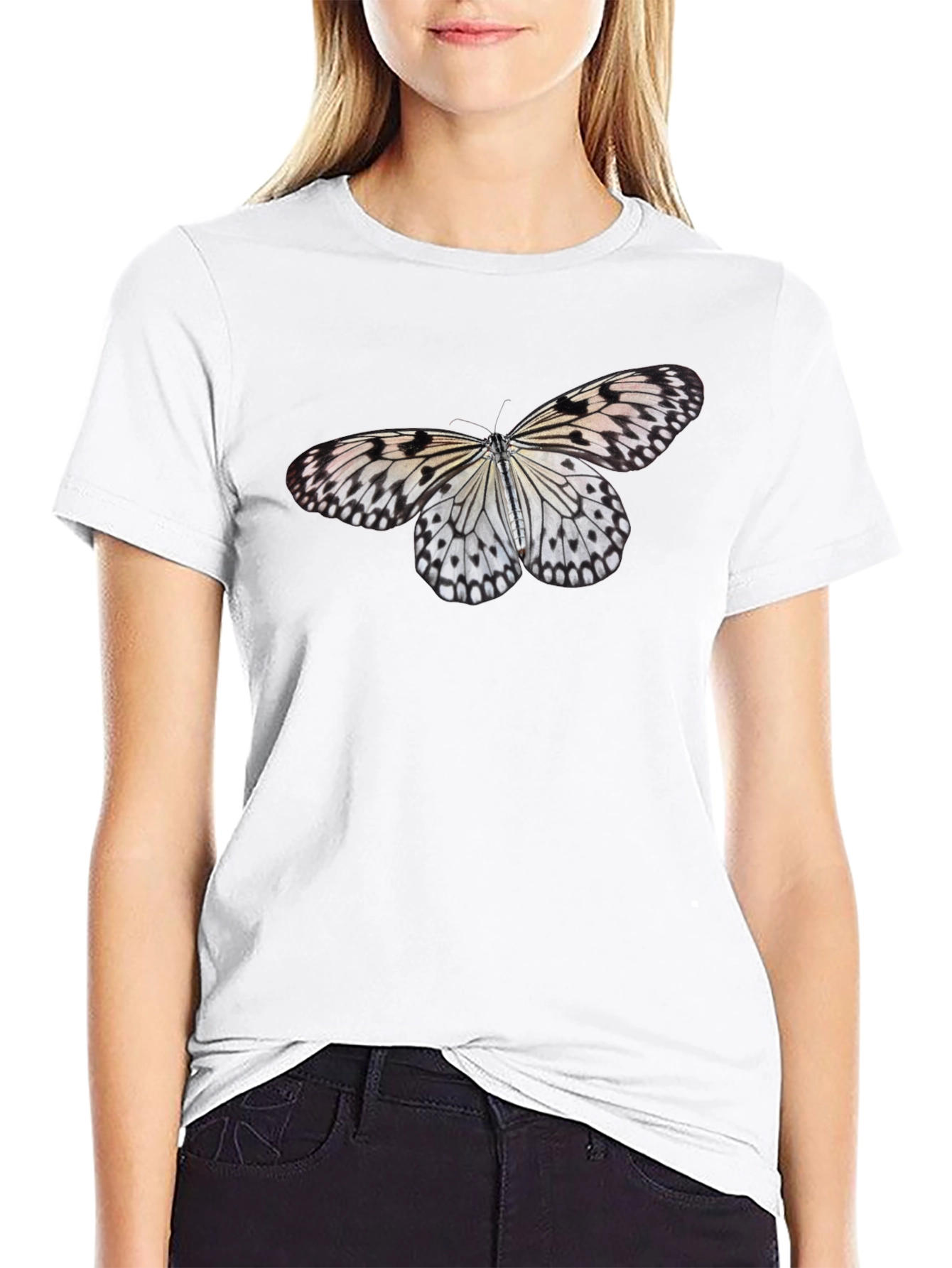Butterfly Print Black T-Shirt