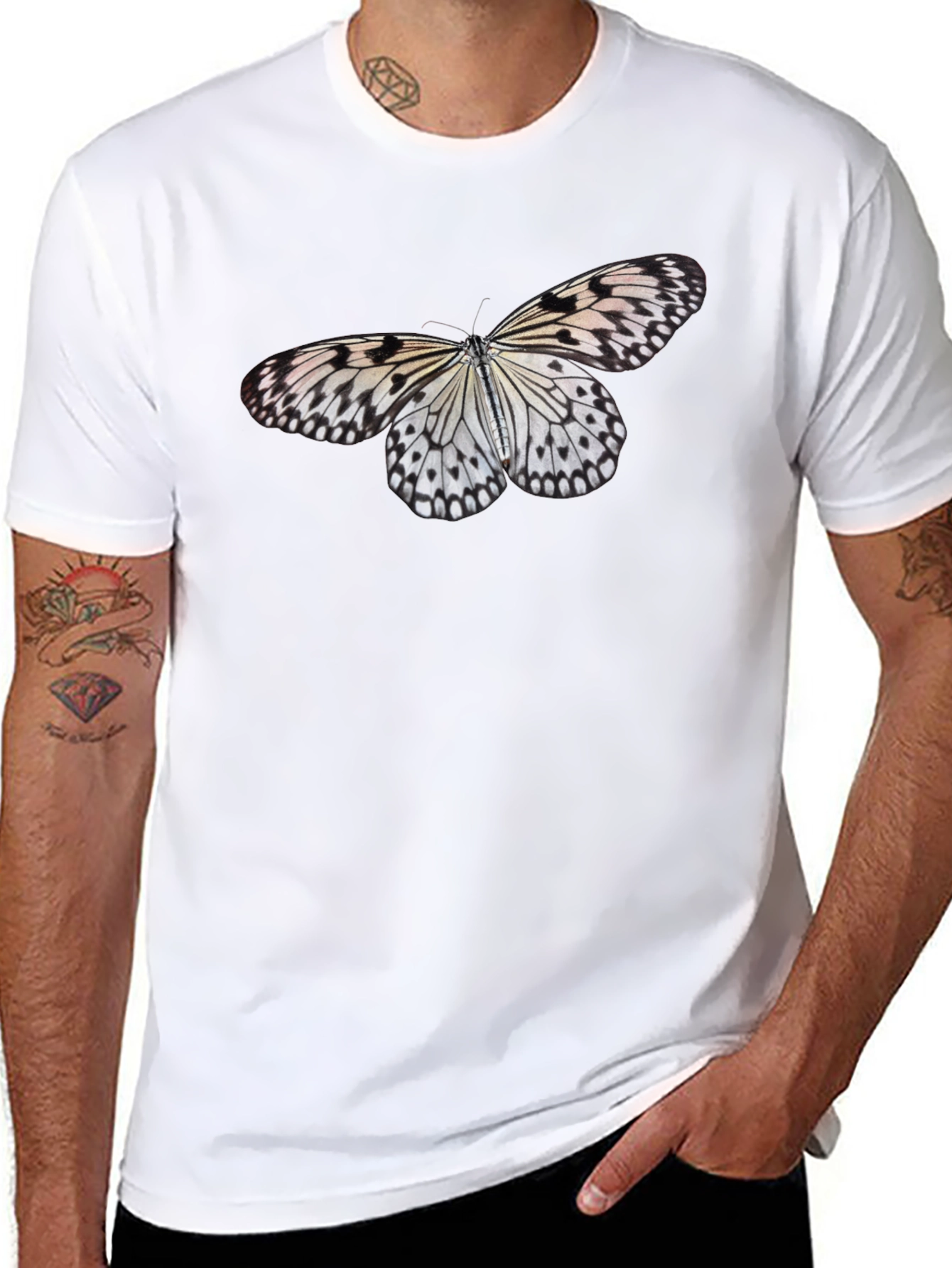 Butterfly Print Black T-Shirt