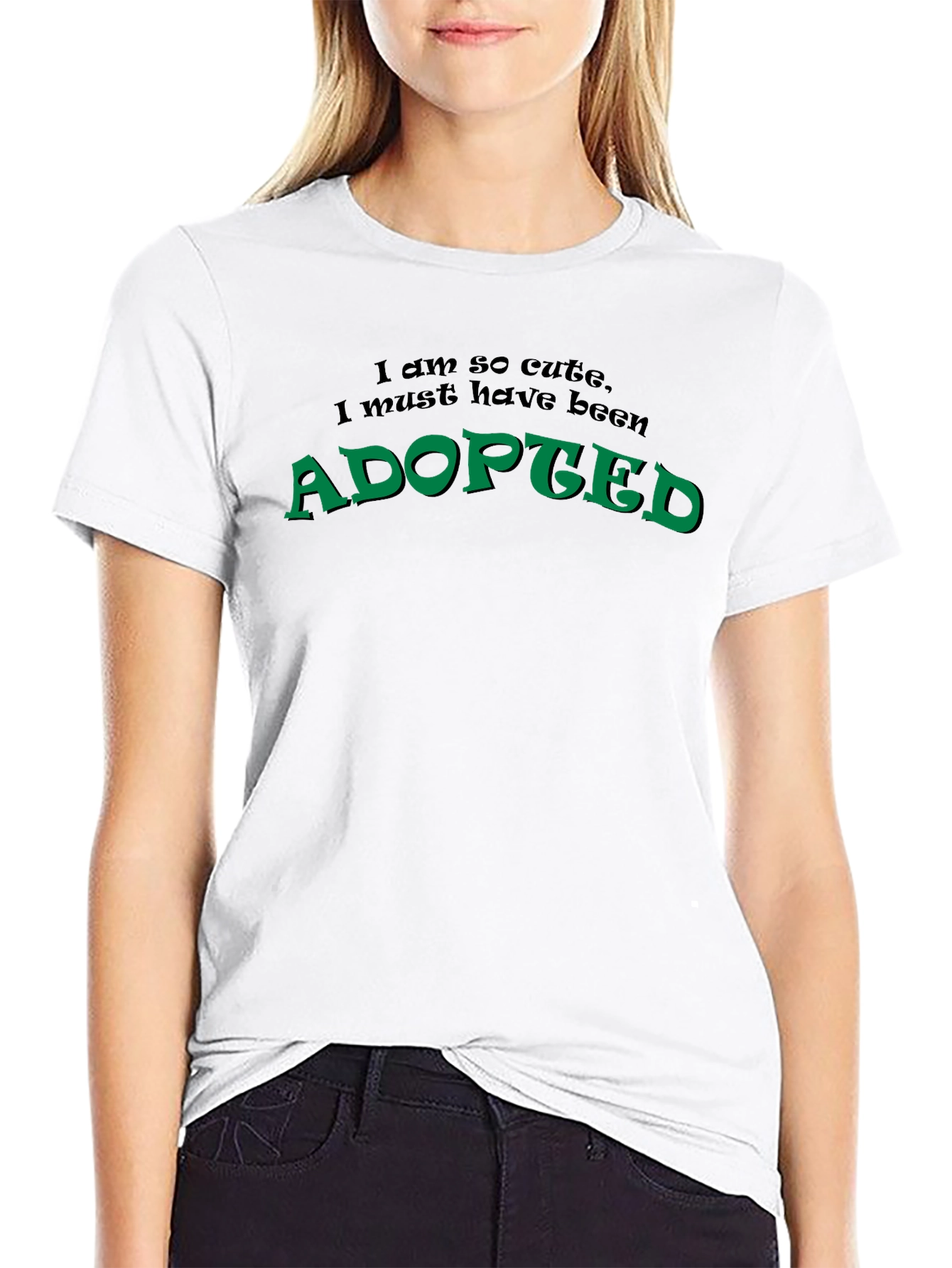 Adopted Cute Funny Novelty Black T-Shirt
