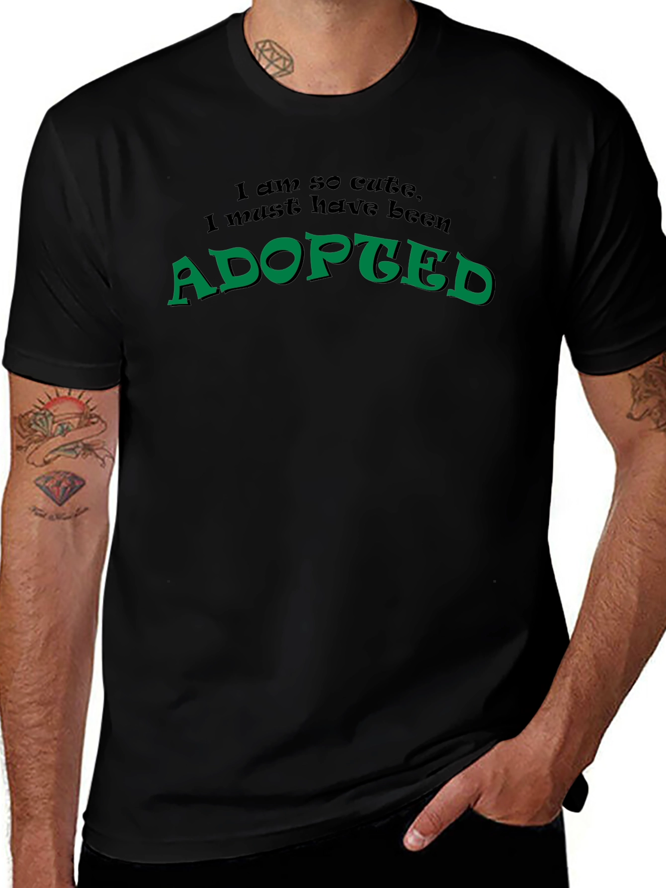 Adopted Cute Funny Novelty Black T-Shirt