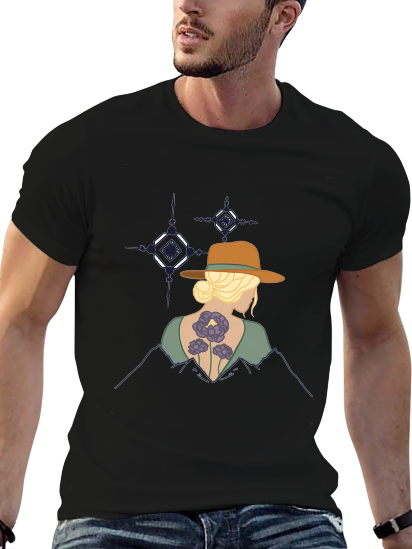 Mountain Sunset Graphic T-Shirt - Black