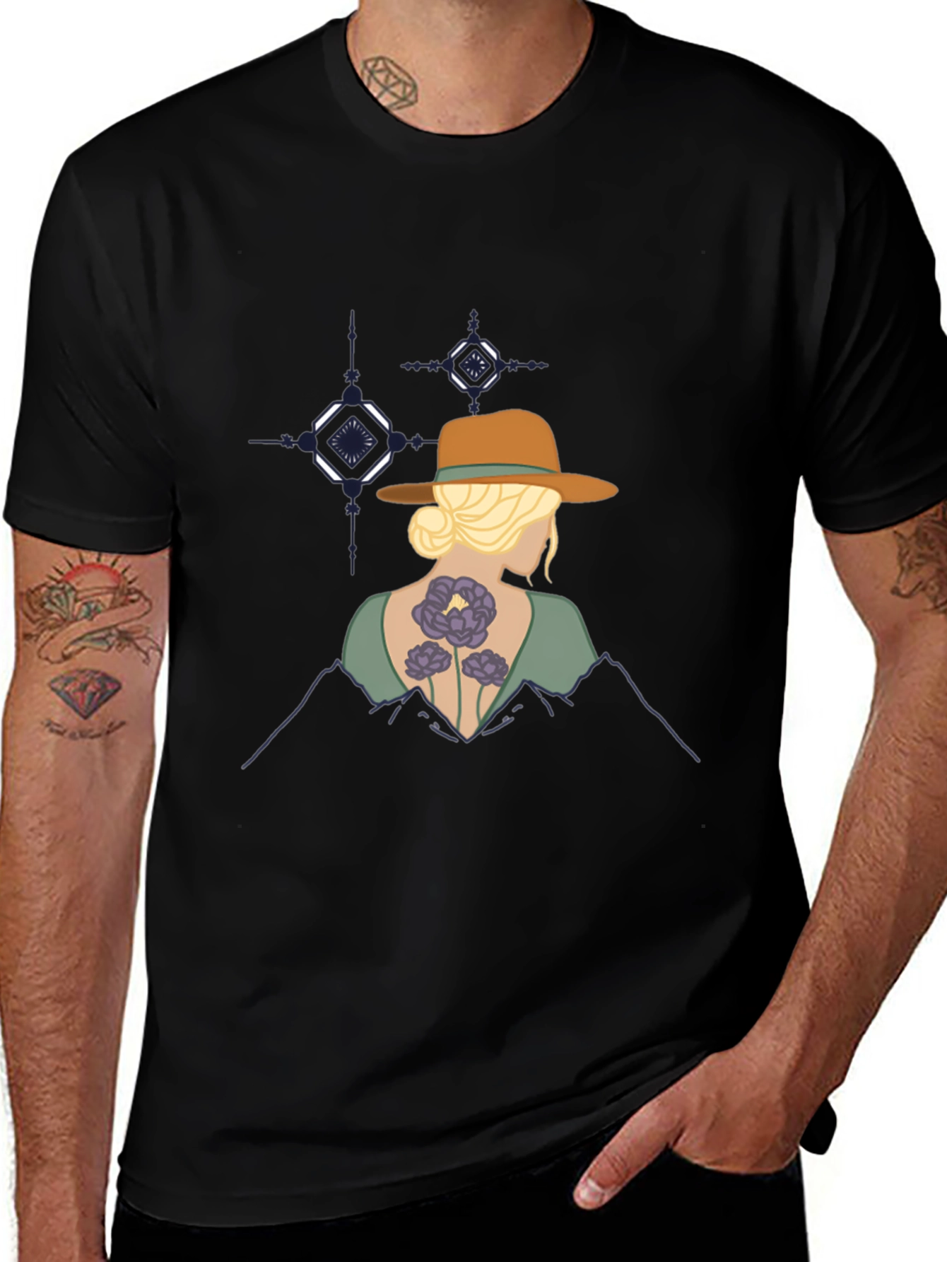 Mountain Sunset Graphic T-Shirt - Black