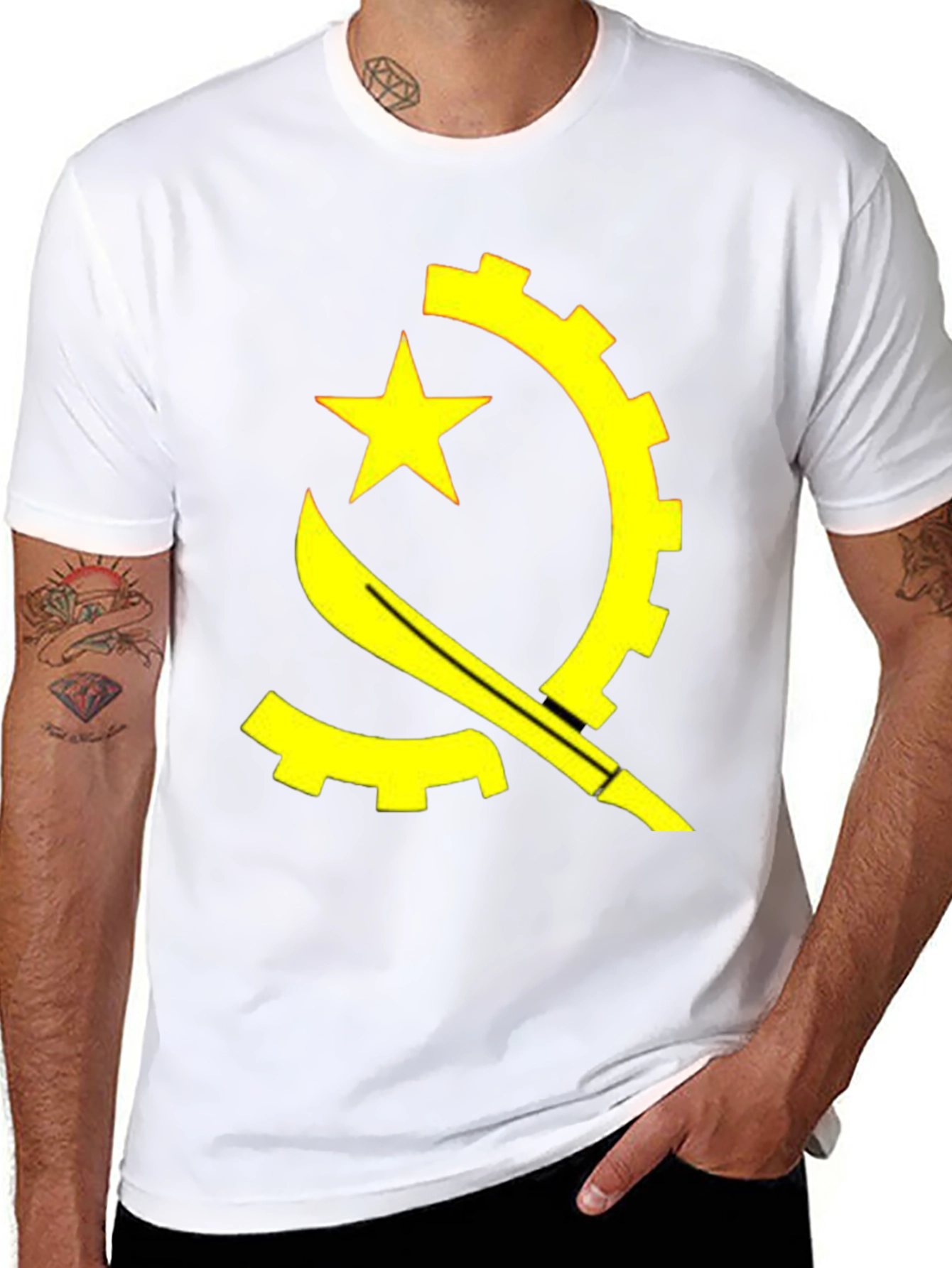 Angola Flag Graphic Tee - Stylish Casual Top
