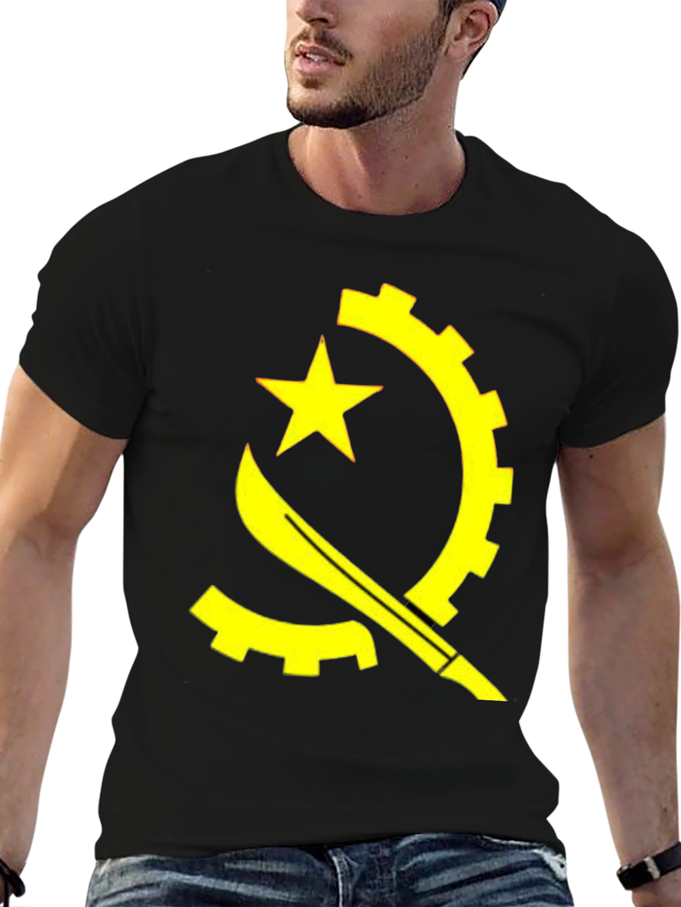 Angola Flag Graphic Tee - Stylish Casual Top