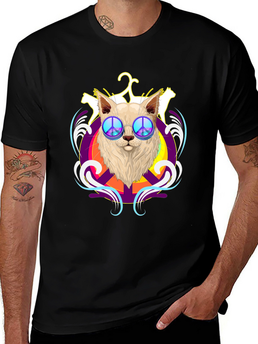 Peace Cat T-Shirt - Black