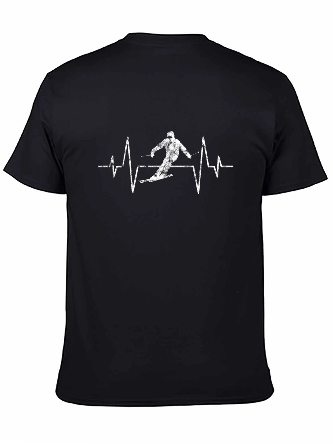 Ski Heartbeat T-Shirt - Black Cotton Graphic Tee