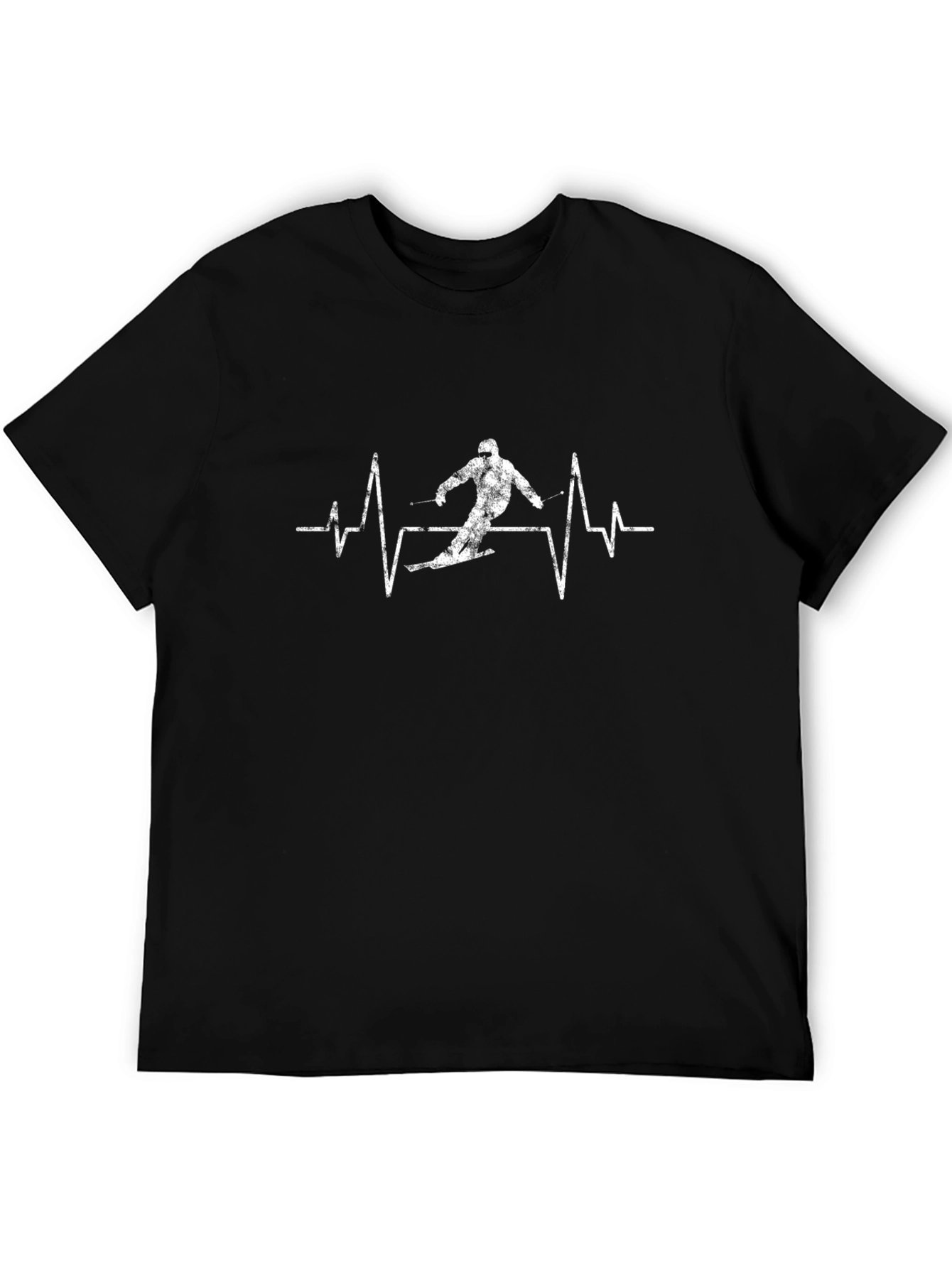 Ski Heartbeat T-Shirt - Black Cotton Graphic Tee