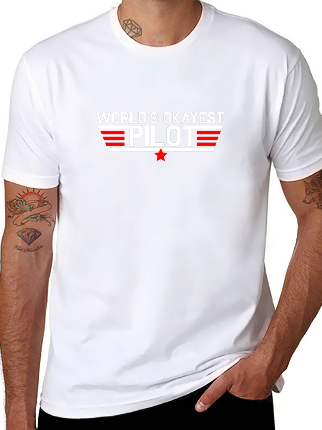 Worlds Okayest Pilot Black T-Shirt