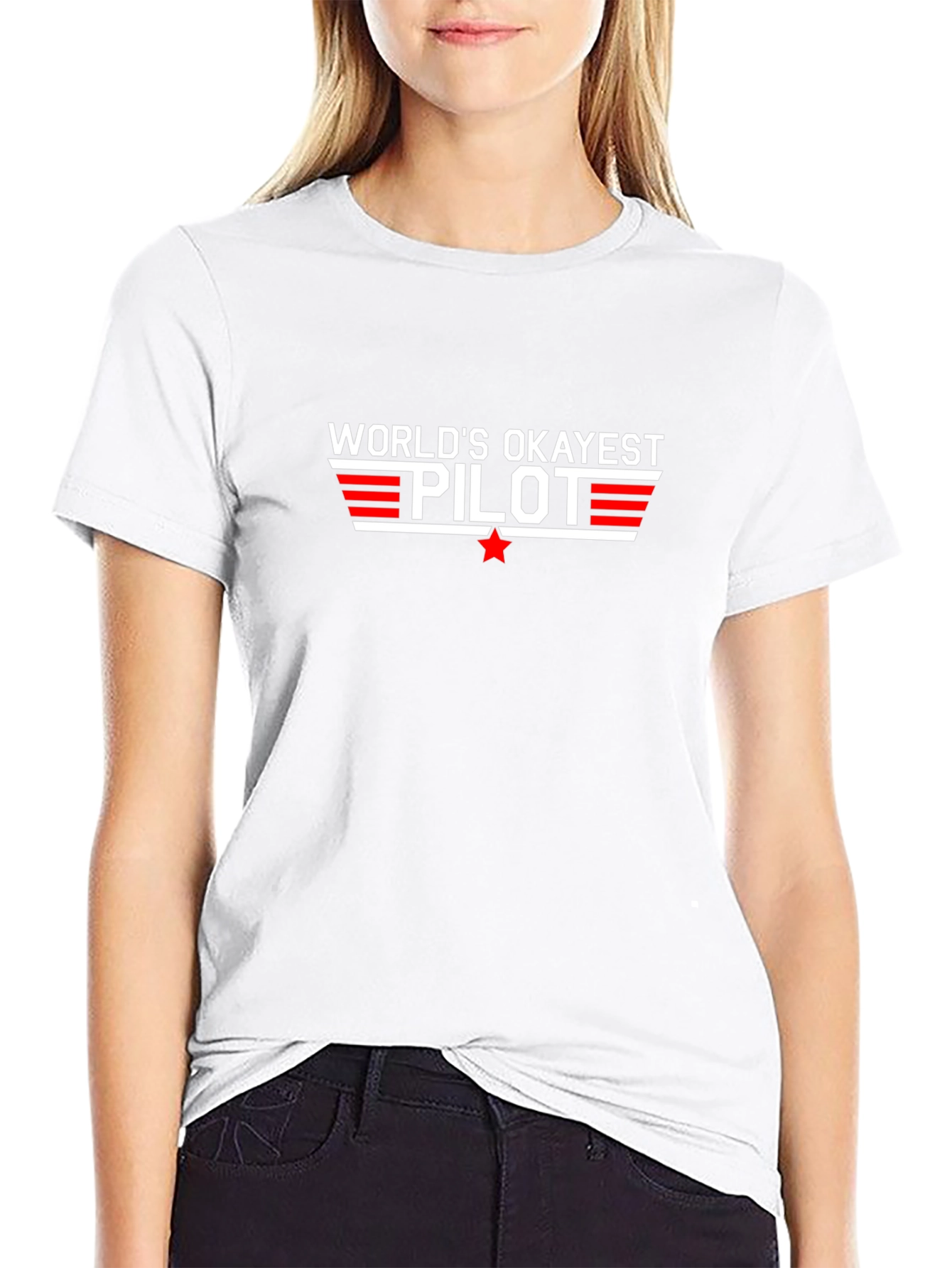 Worlds Okayest Pilot Black T-Shirt