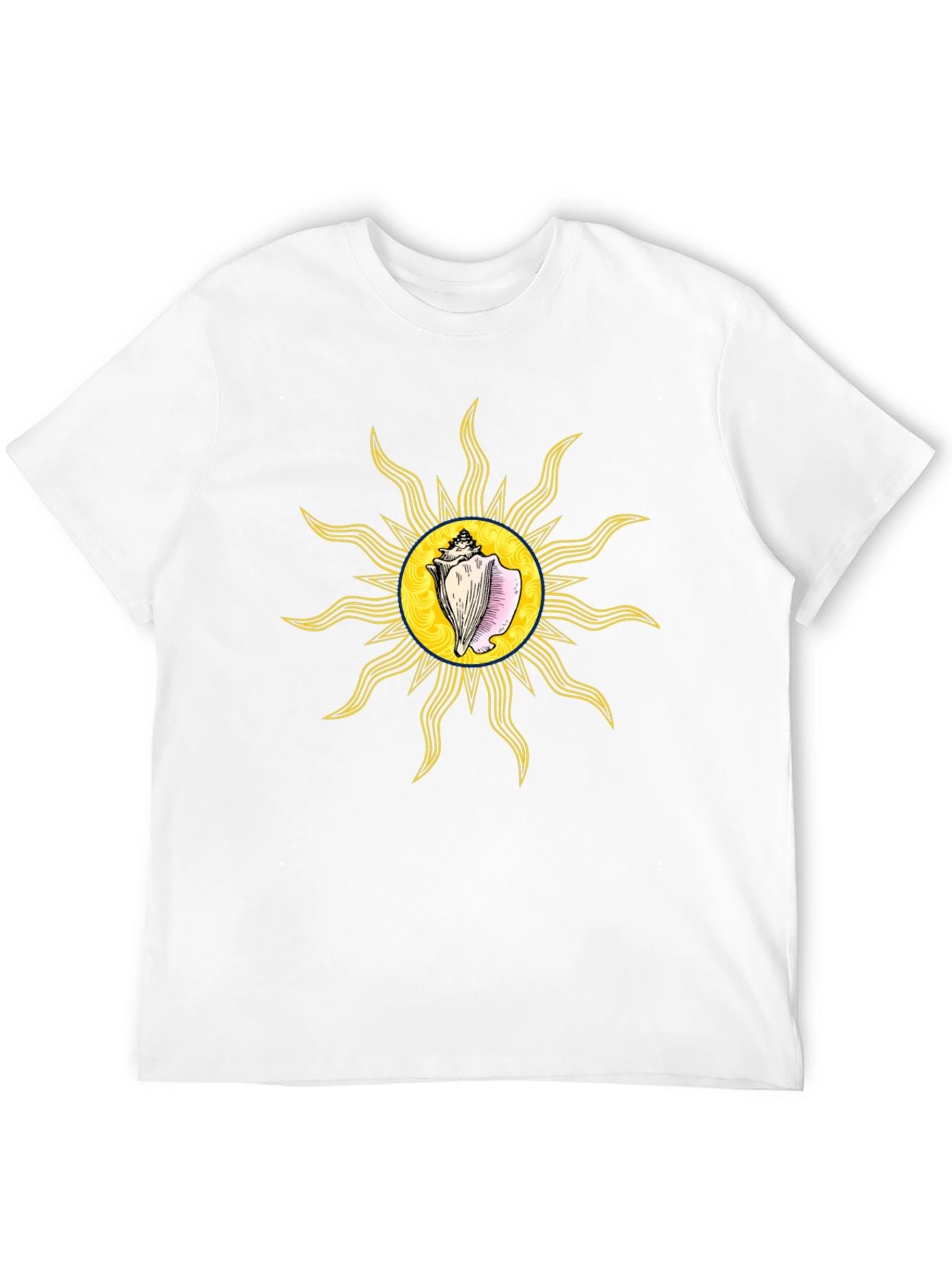 Conch Sun Graphic Tee - Black Cotton T-Shirt