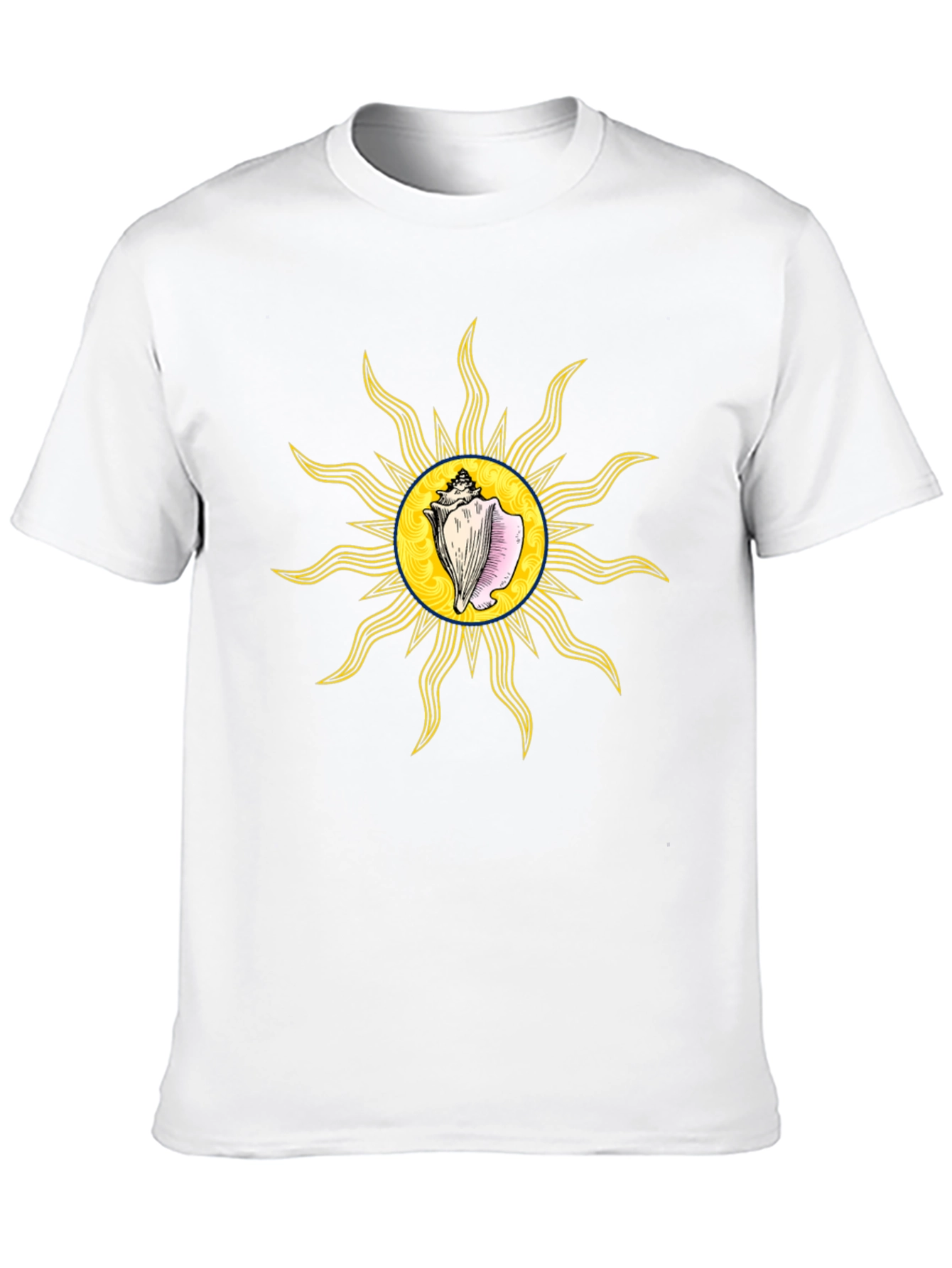 Conch Sun Graphic Tee - Black Cotton T-Shirt