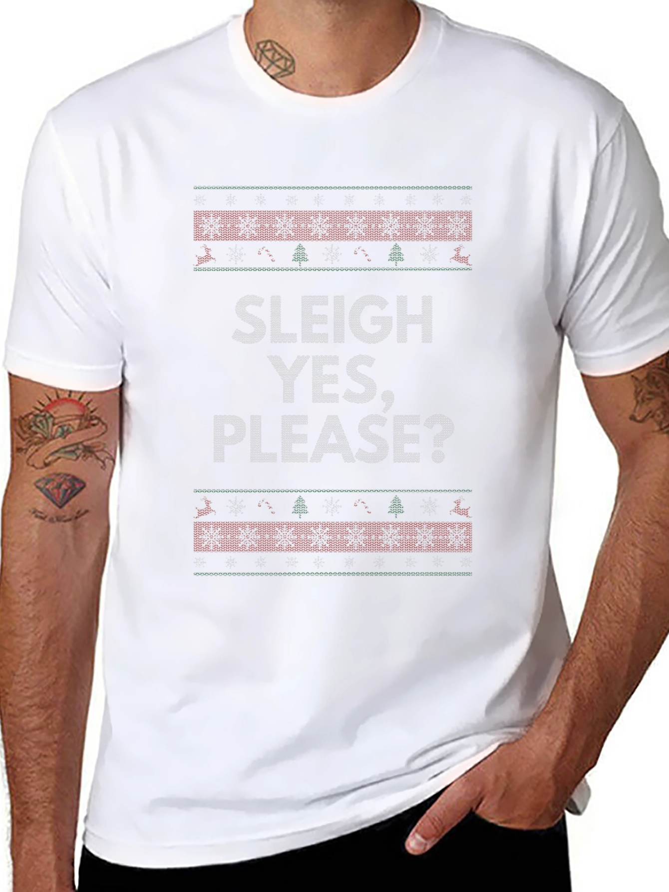 Sleigh Yes Please? Ugly Christmas Sweater Style T-Shirt