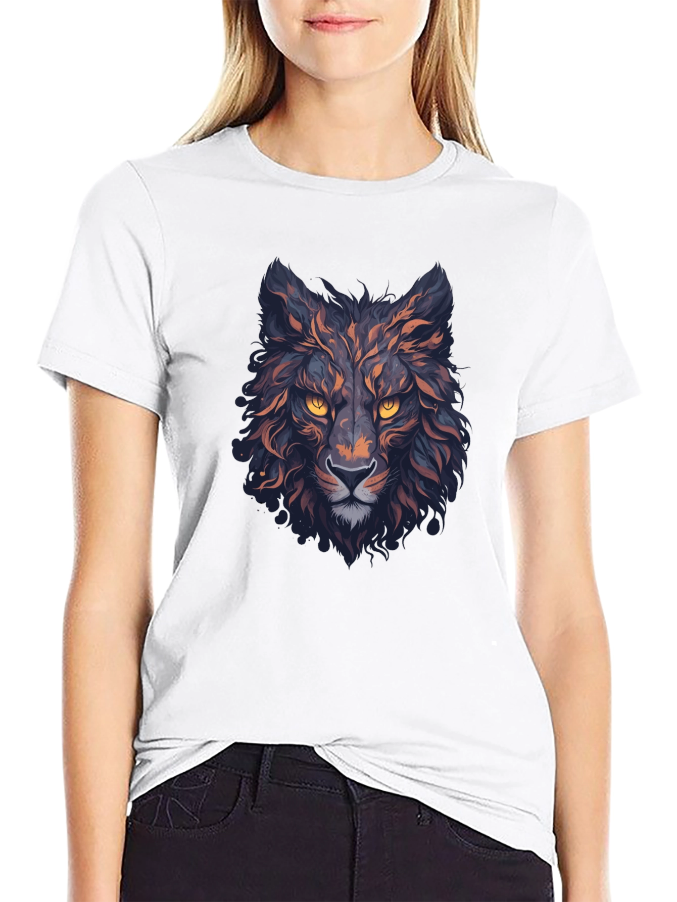 Mens Black Wolf Graphic T-Shirt