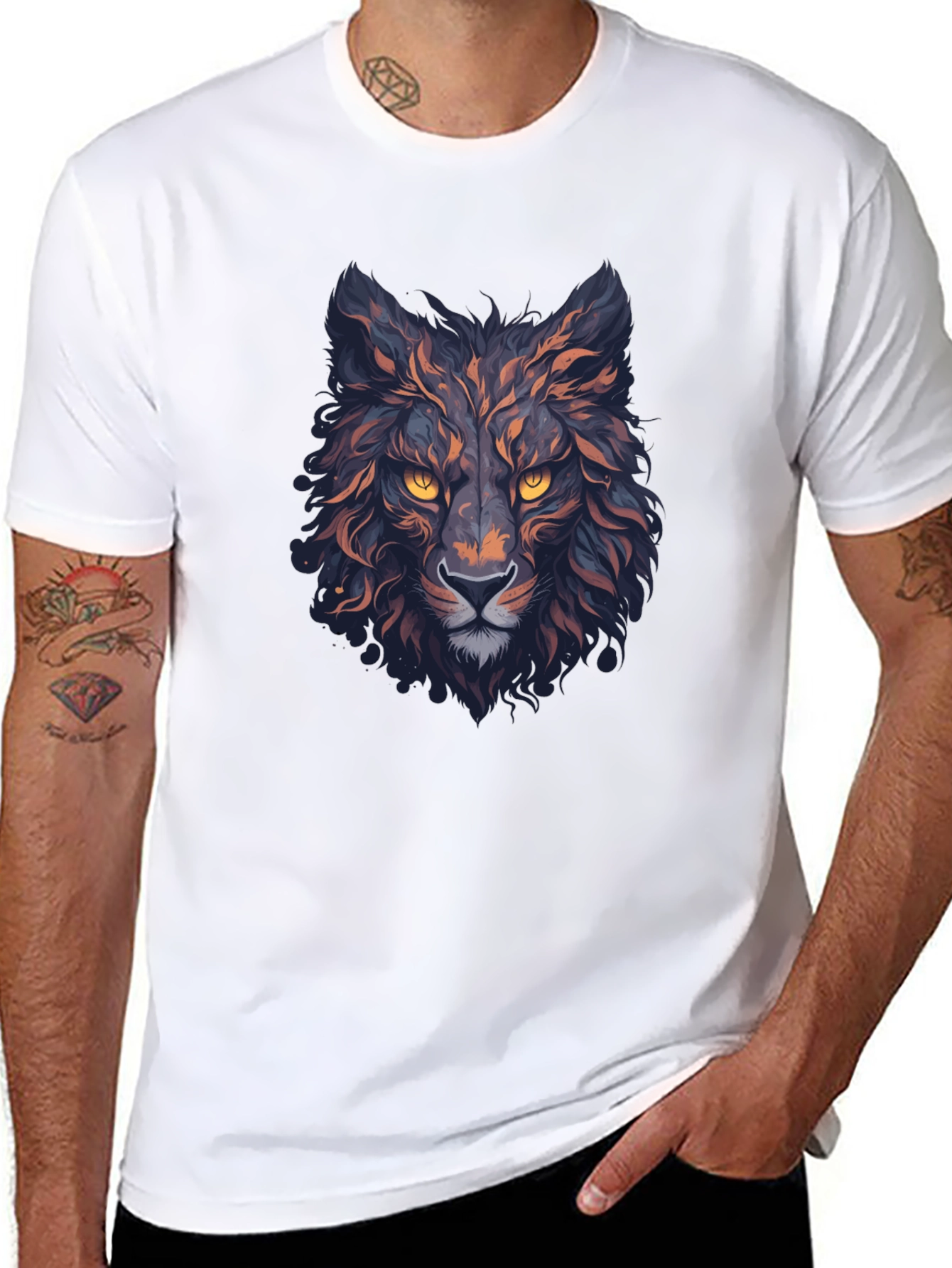 Mens Black Wolf Graphic T-Shirt