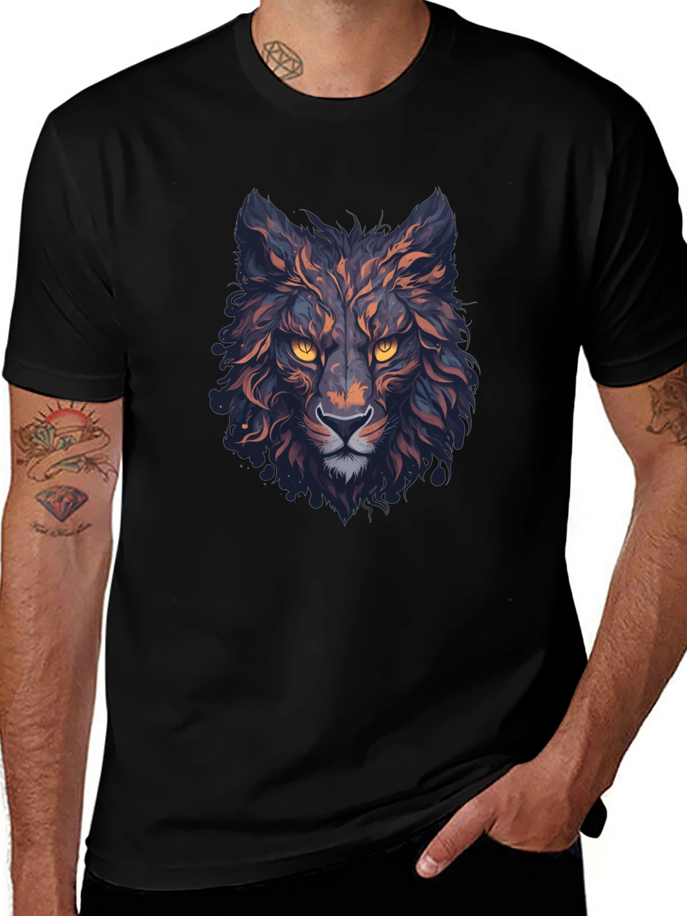 Mens Black Wolf Graphic T-Shirt