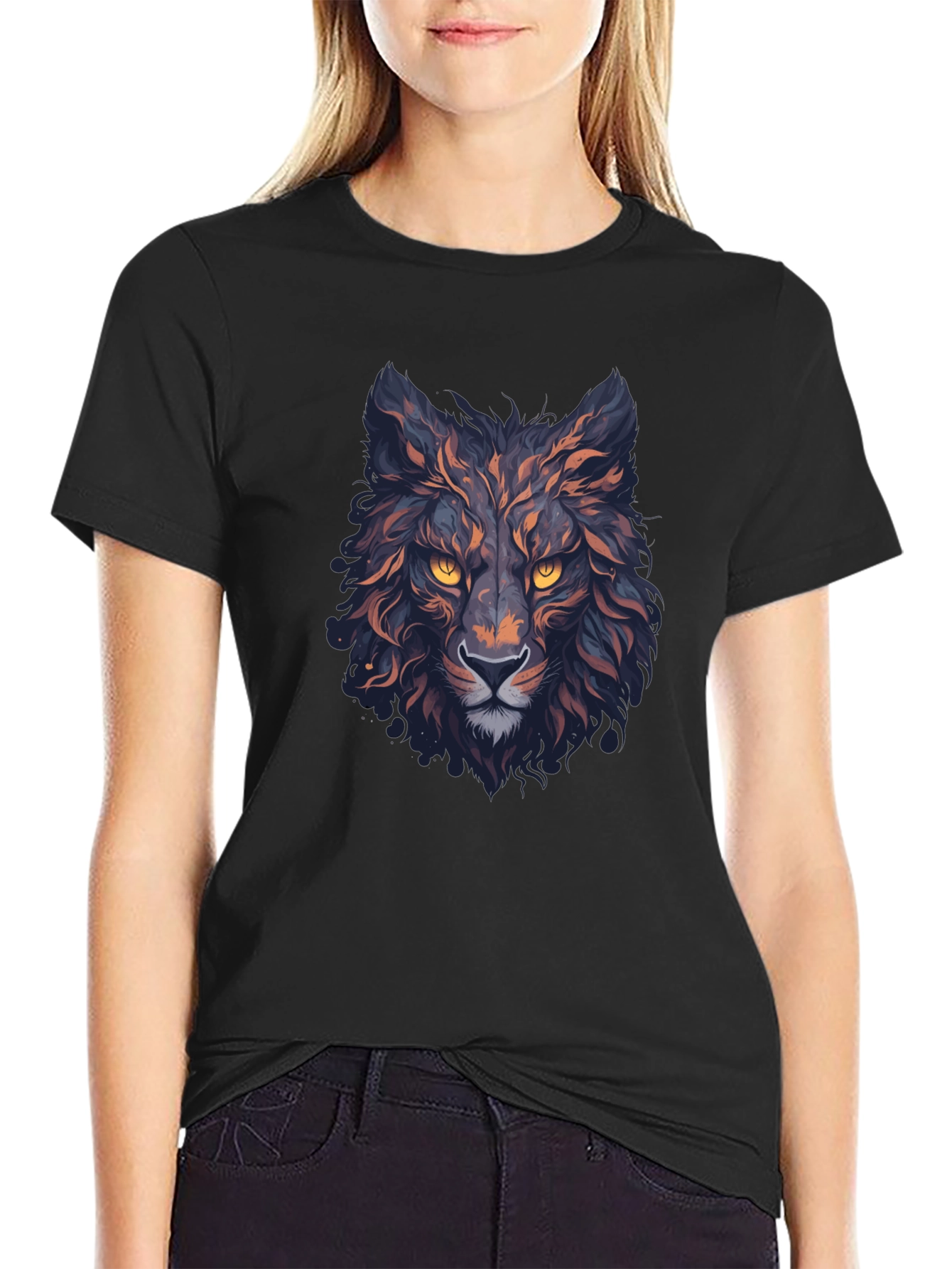 Mens Black Wolf Graphic T-Shirt