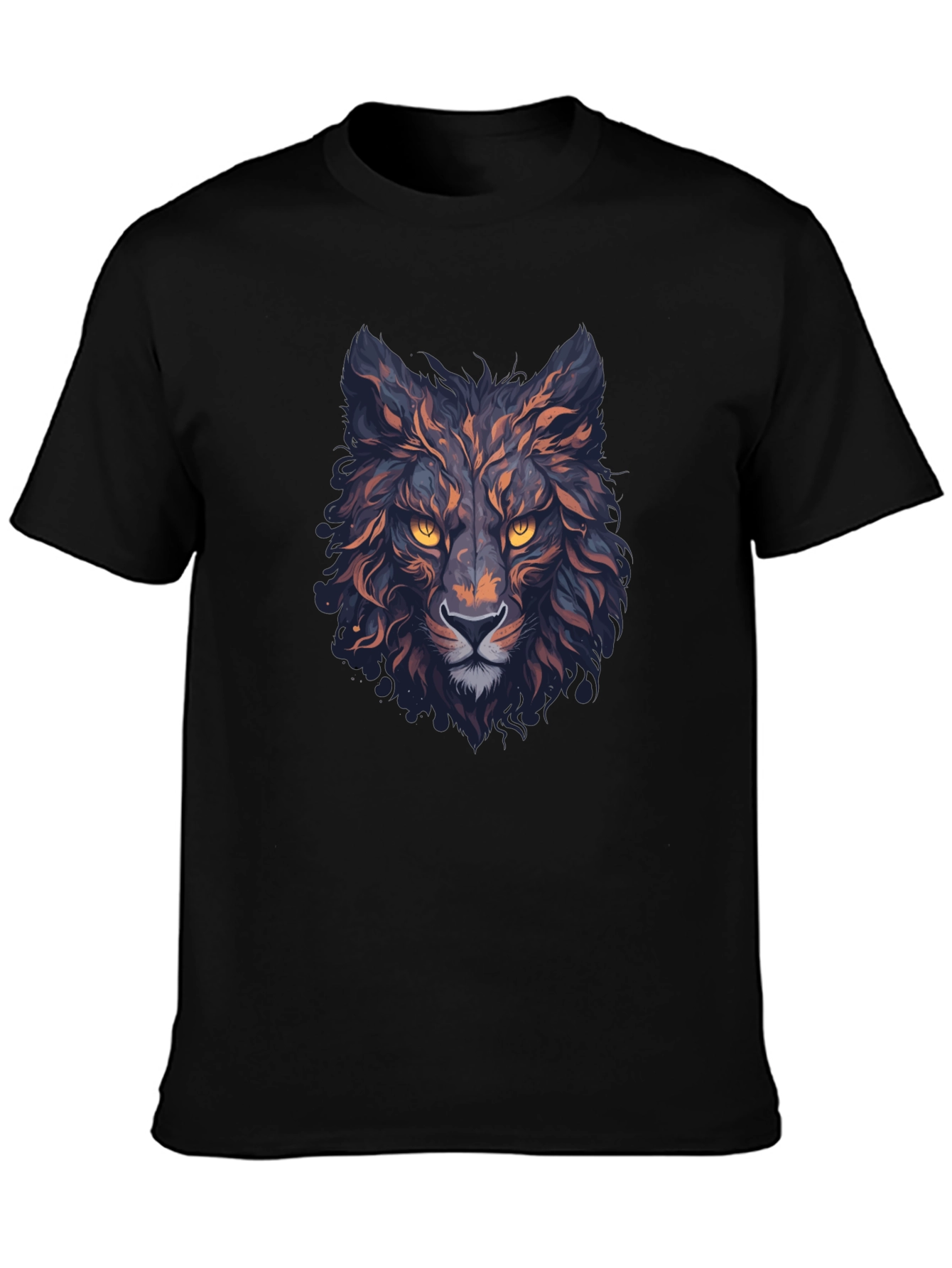 Mens Black Wolf Graphic T-Shirt