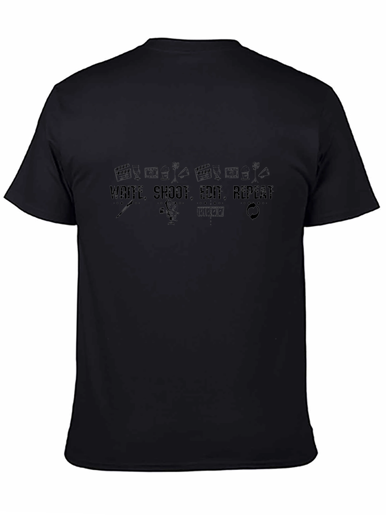 Write Shoot Edit Repeat Black T-Shirt