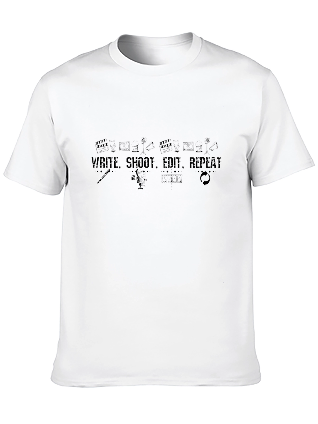 Write Shoot Edit Repeat Black T-Shirt