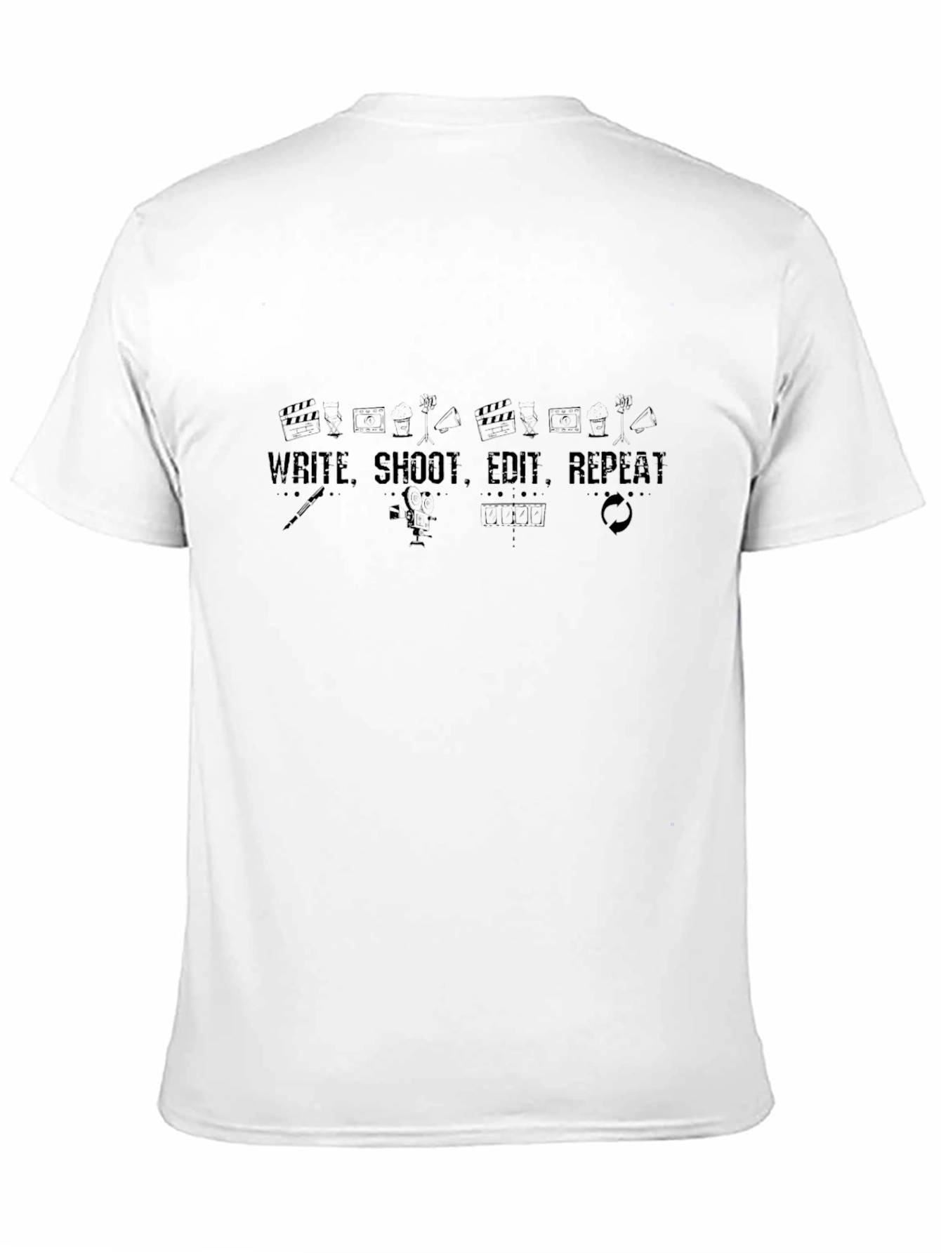 Write Shoot Edit Repeat Black T-Shirt