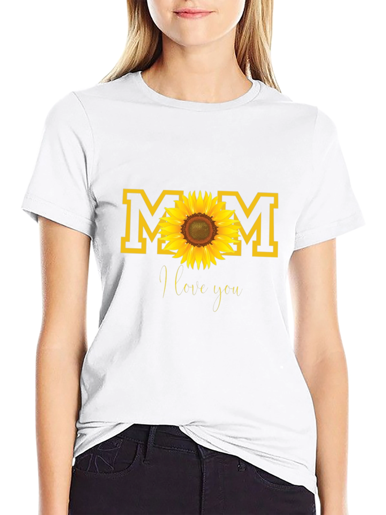 Mom Sunflower Graphic Tee - Black