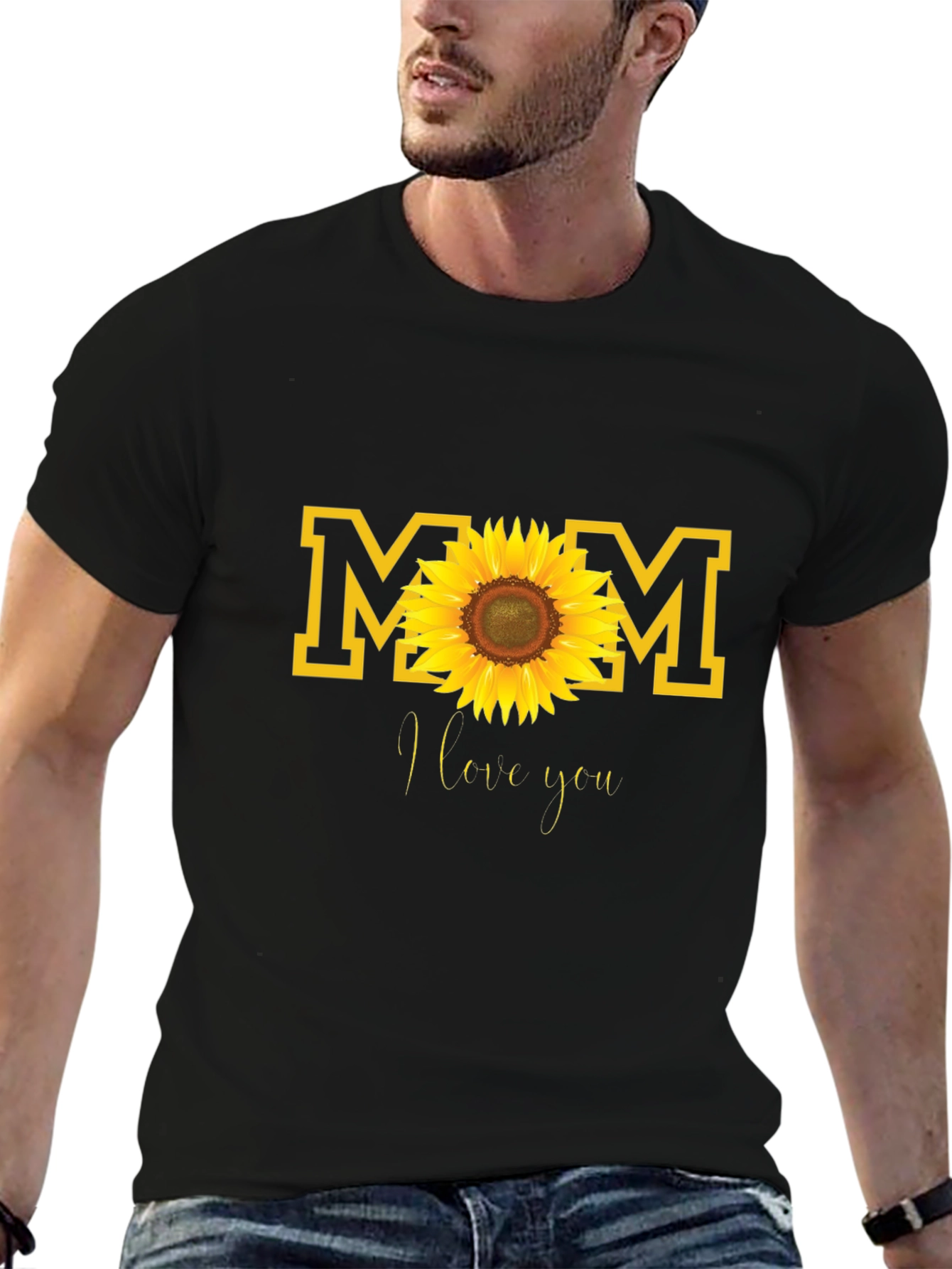 Mom Sunflower Graphic Tee - Black