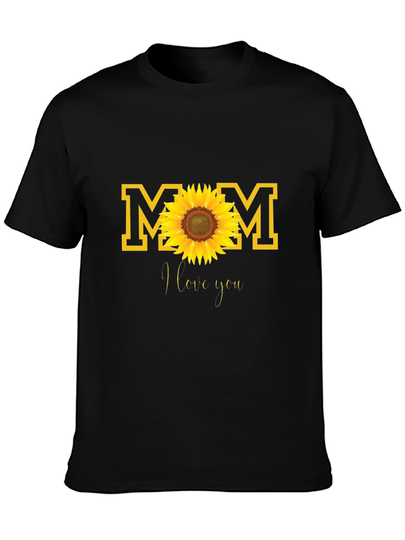 Mom Sunflower Graphic Tee - Black