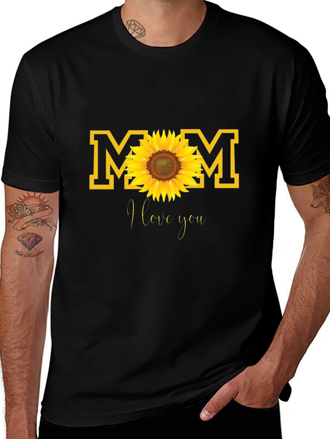 Mom Sunflower Graphic Tee - Black