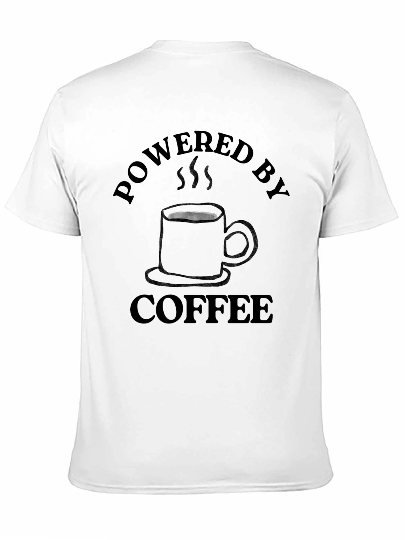 Powered by Coffee T-Shirt - Black Crew Neck Tee